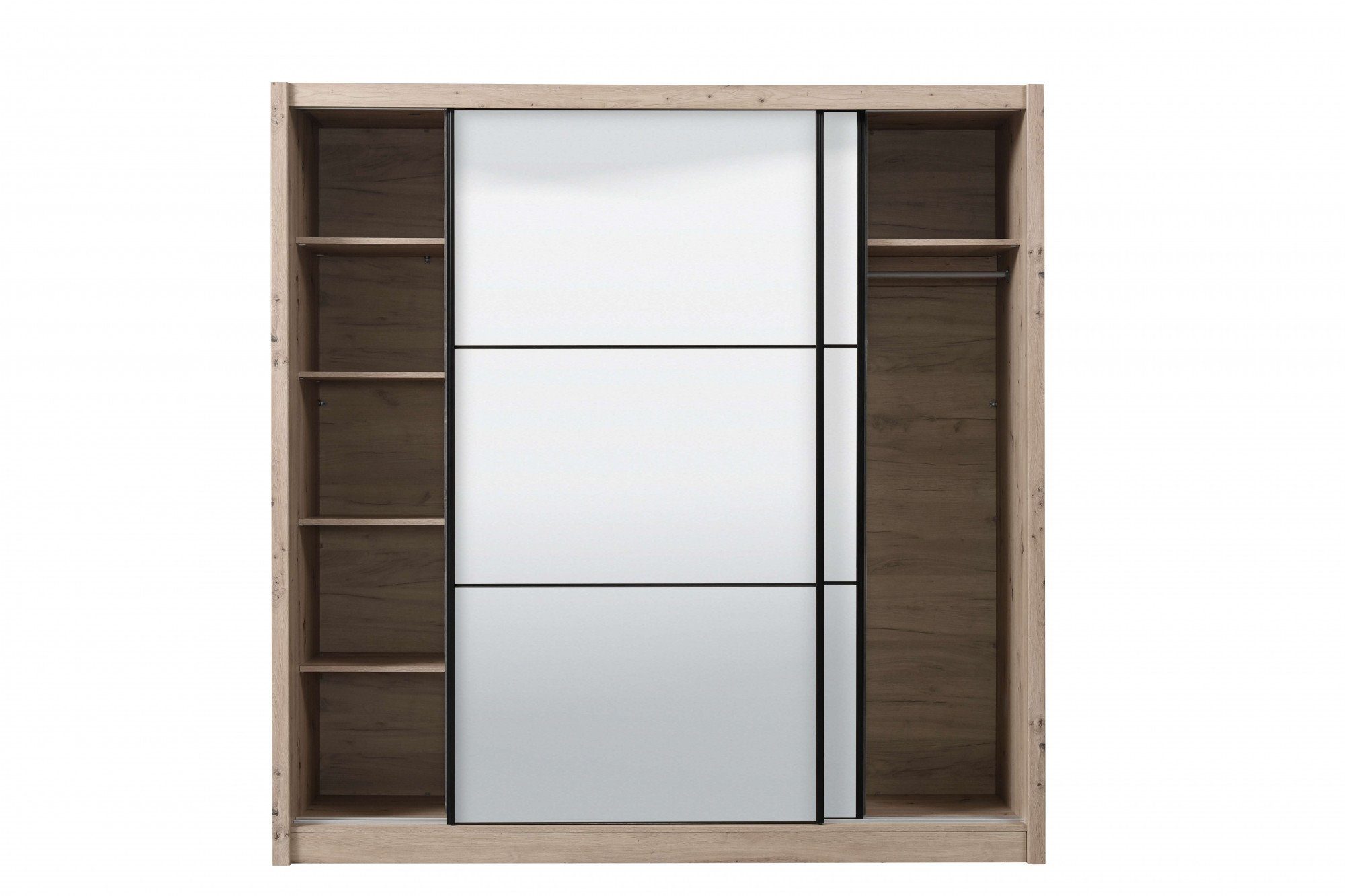 INOSIGN Schuifdeurkast Navara kledingkast met spiegel linnenkast met volledige spiegelfront, fsc®-gecertificeerd, 213,5x215,5x61cm
