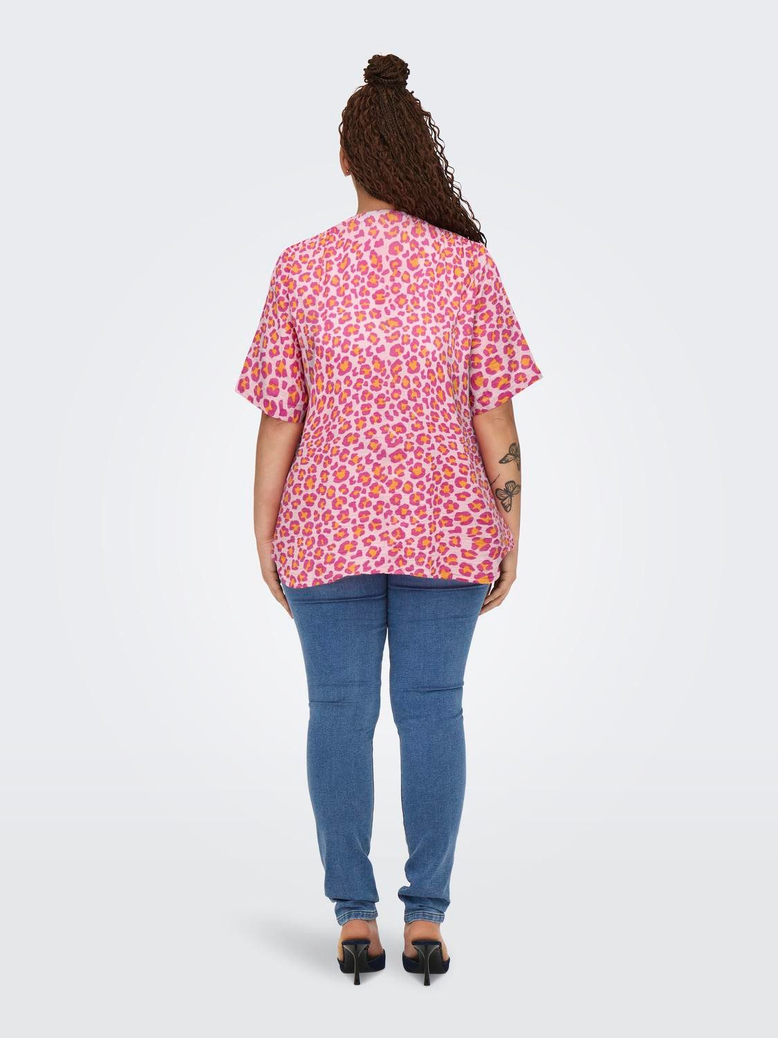 ONLY CARMAKOMA Blouse met korte mouwen CARTHYRA LIFE S/S BUTTON TOP WVN