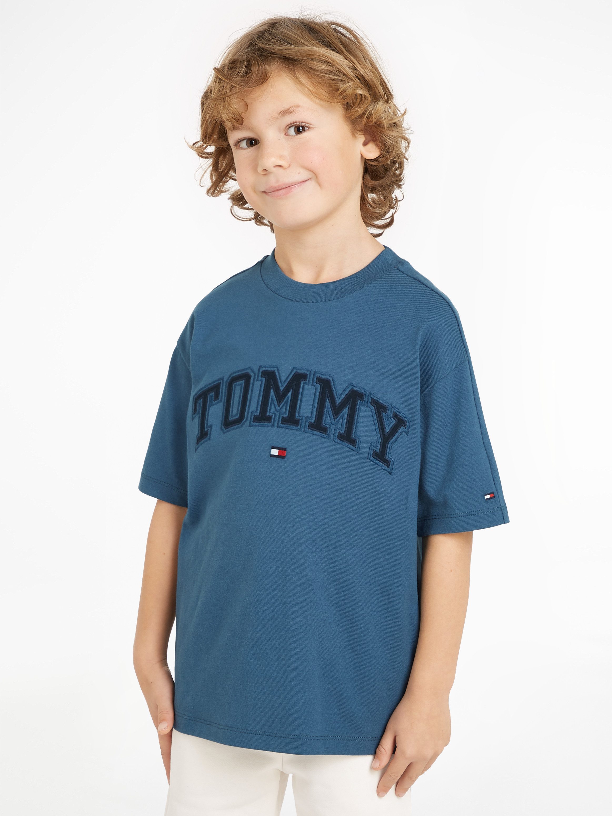 Tommy Hilfiger Shirt met korte mouwen VARSITY EMBROIDERY TEE SS Kinderen tot 16 jaar met logostiksel jongens t-shirts maat 3 (98) groen