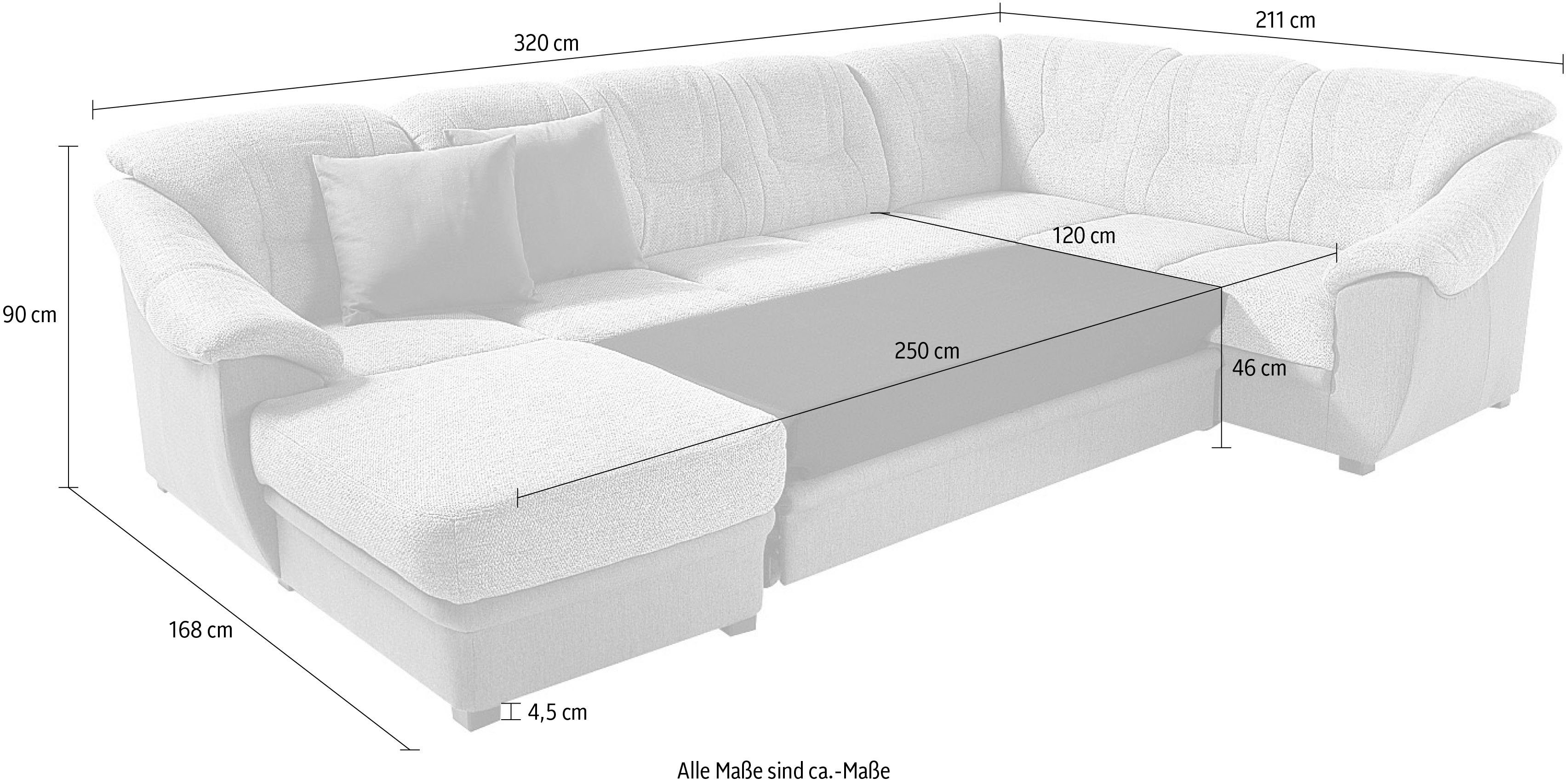 sit&more Zithoek Savona U-vorm naar keuze met slaapfunctie, met binnenvering, vrij plaatsbaar