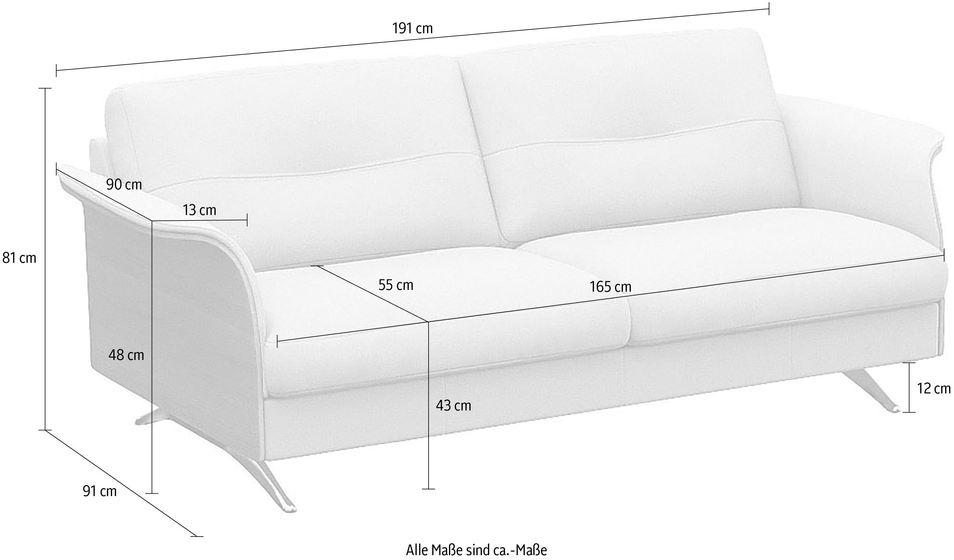 FLEXLUX 2,5-zitsbank Glow sofa, bank Premium zit: koudschuim & vering, armleuning van geolied eiken, voet van aluminium