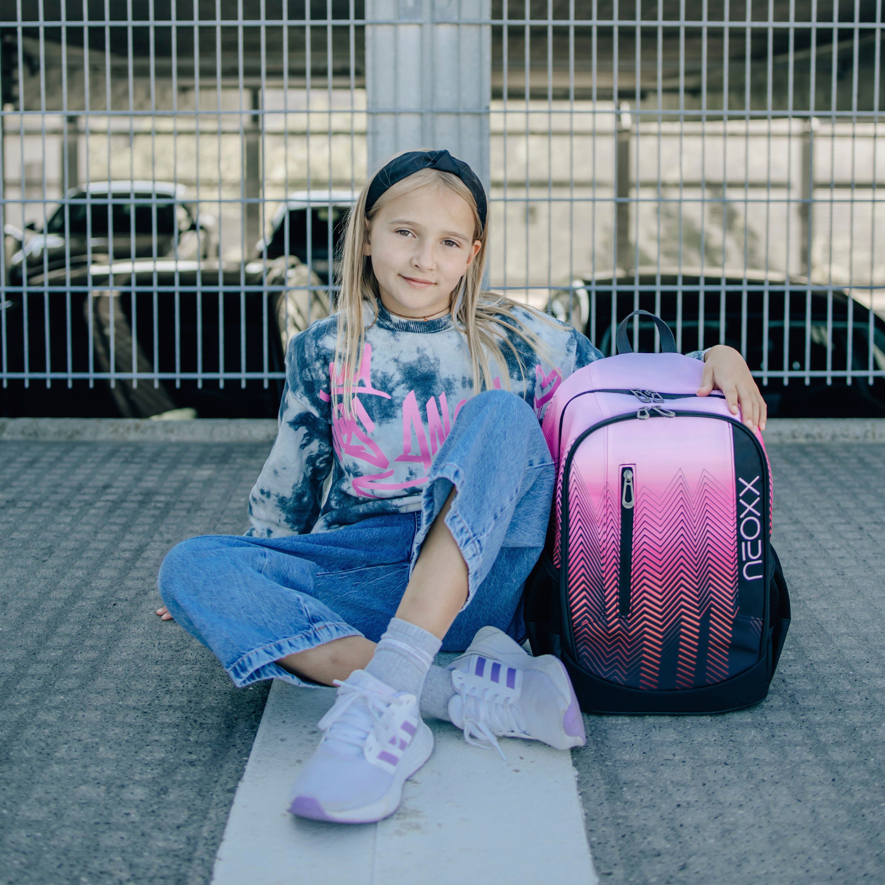 neoxx Schoolrugzak Flow, Sweet like Sunset gedeeltelijk van gerecycled materiaal