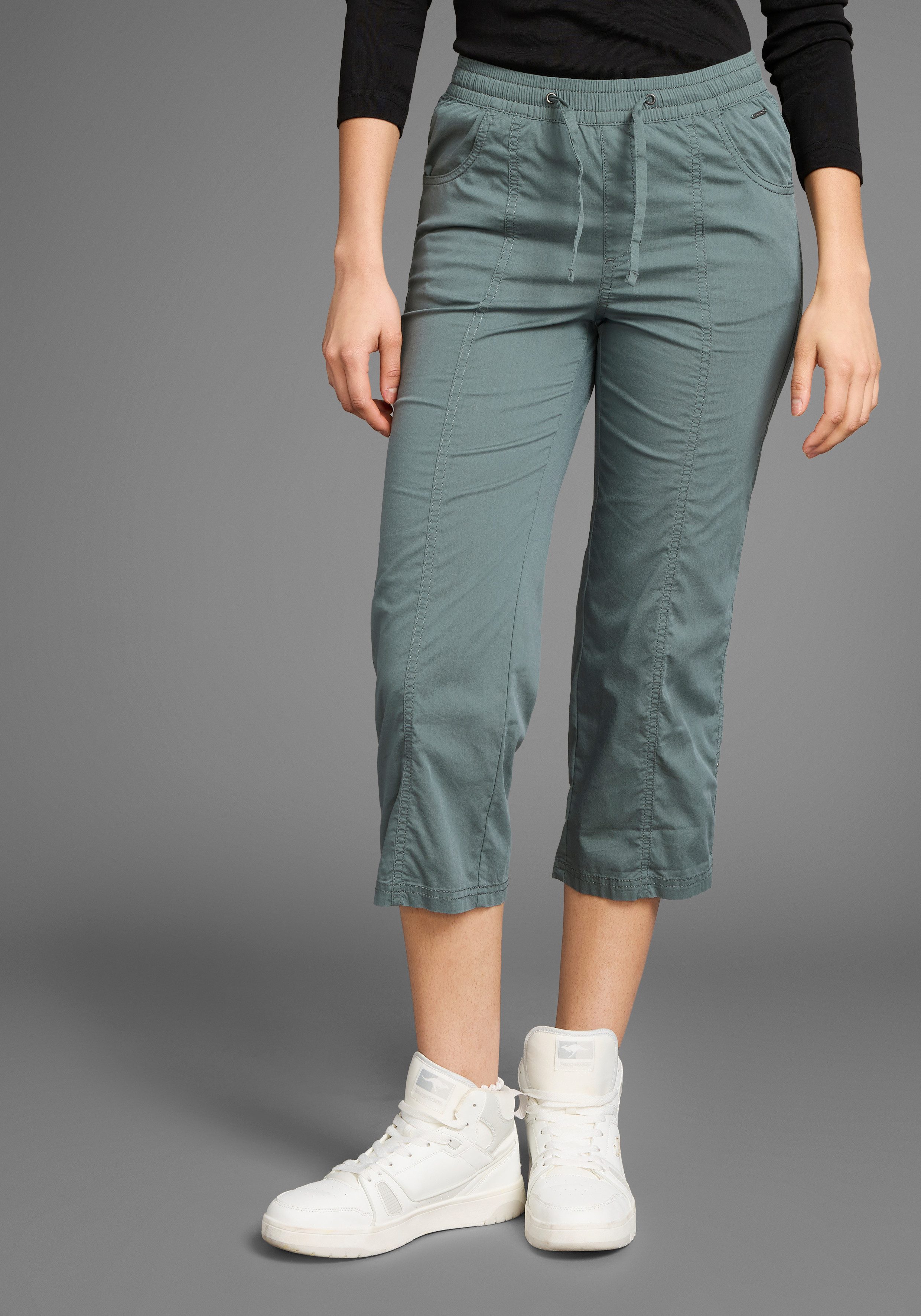 KangaROOS 3/4 broek sportieve capri met elastische taille dames 7/8-broeken maat 46 groen