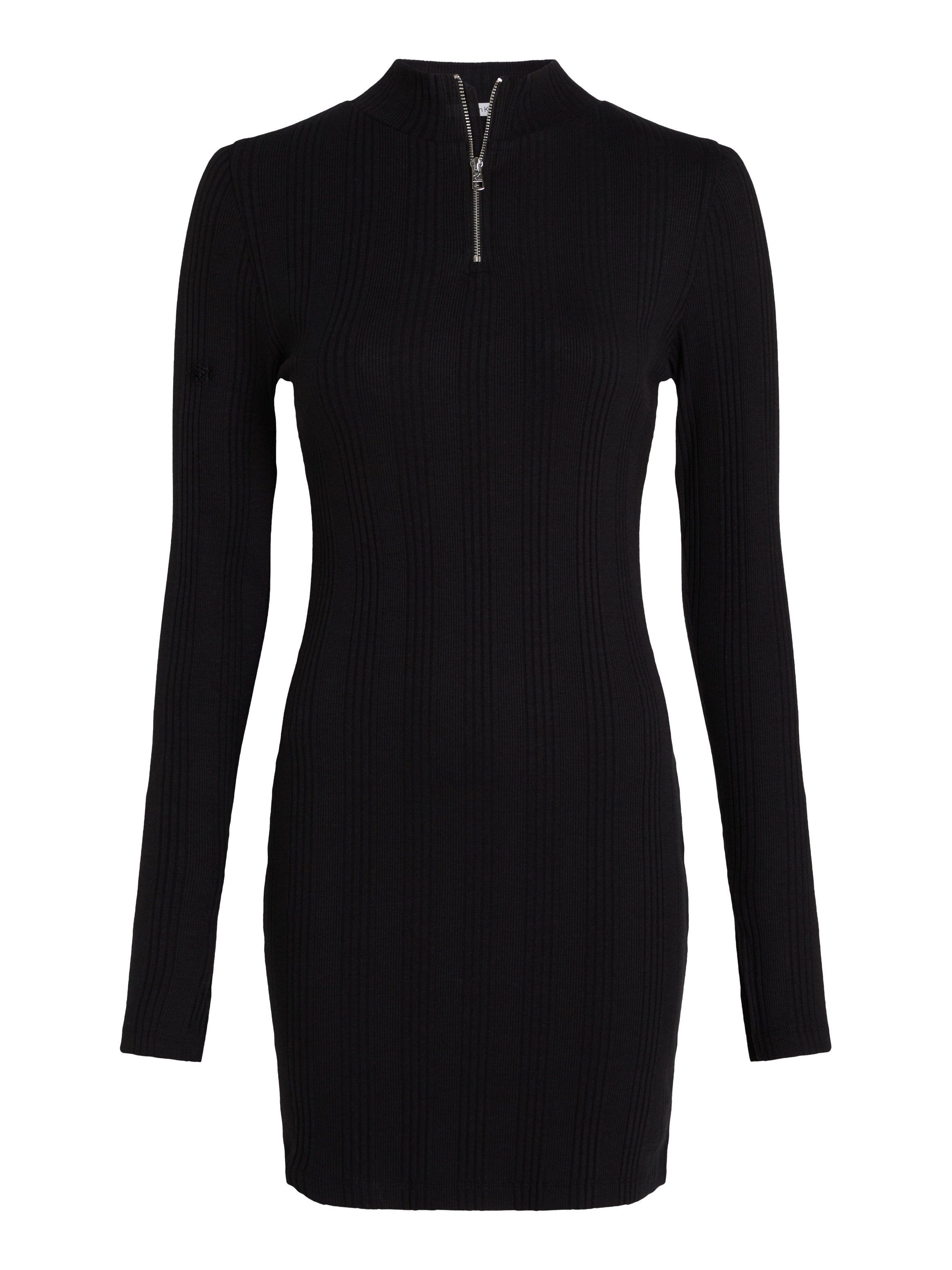 Calvin Klein Sweatjurk VARIEGTAED RIB HALF ZIP LS DRESS