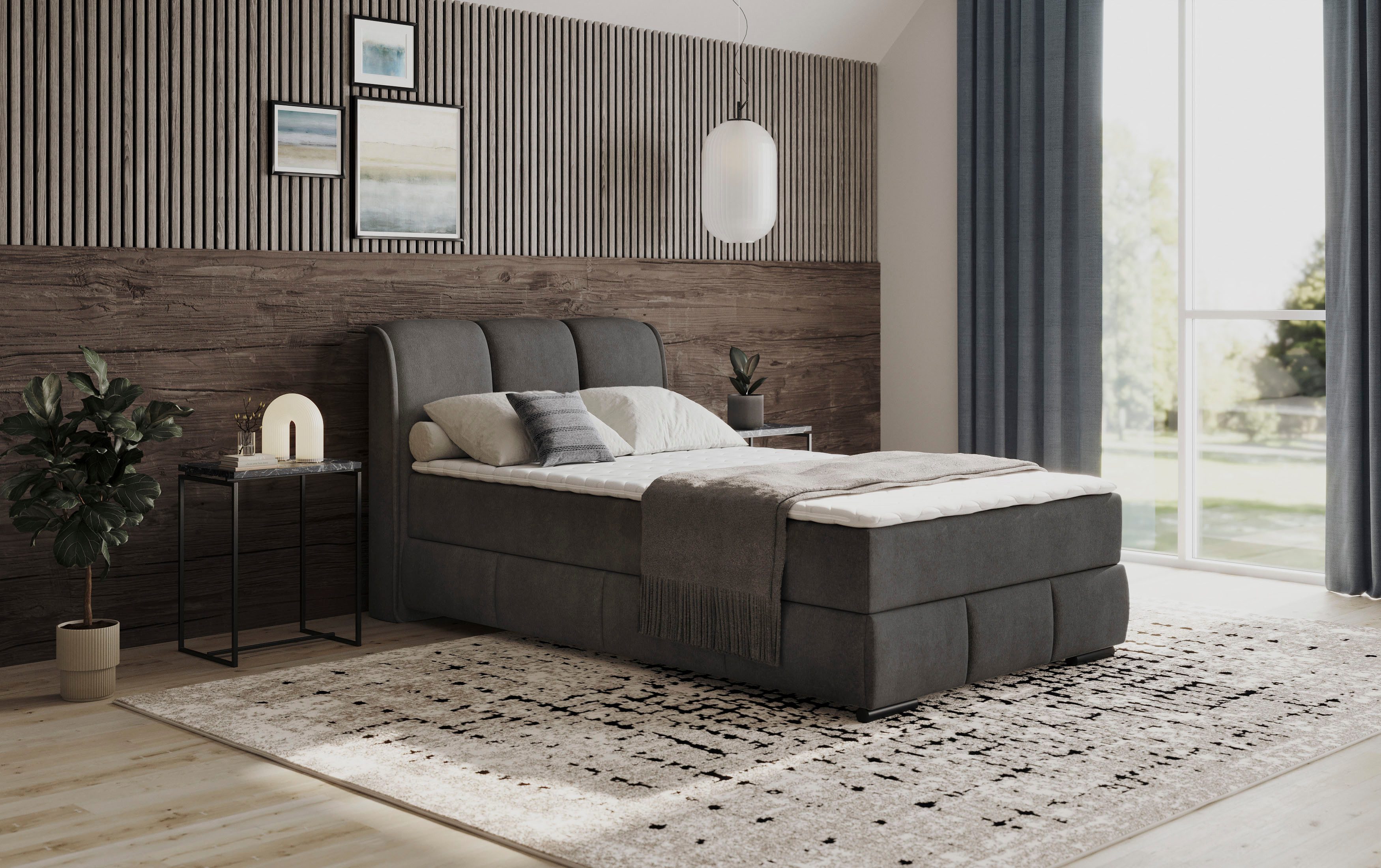 Mr. Couch Boxspring Bethany met bedkist, incl. matras Topmatras en sierkussen, in verschillende hardheden beschikbaar boxsprings zwart