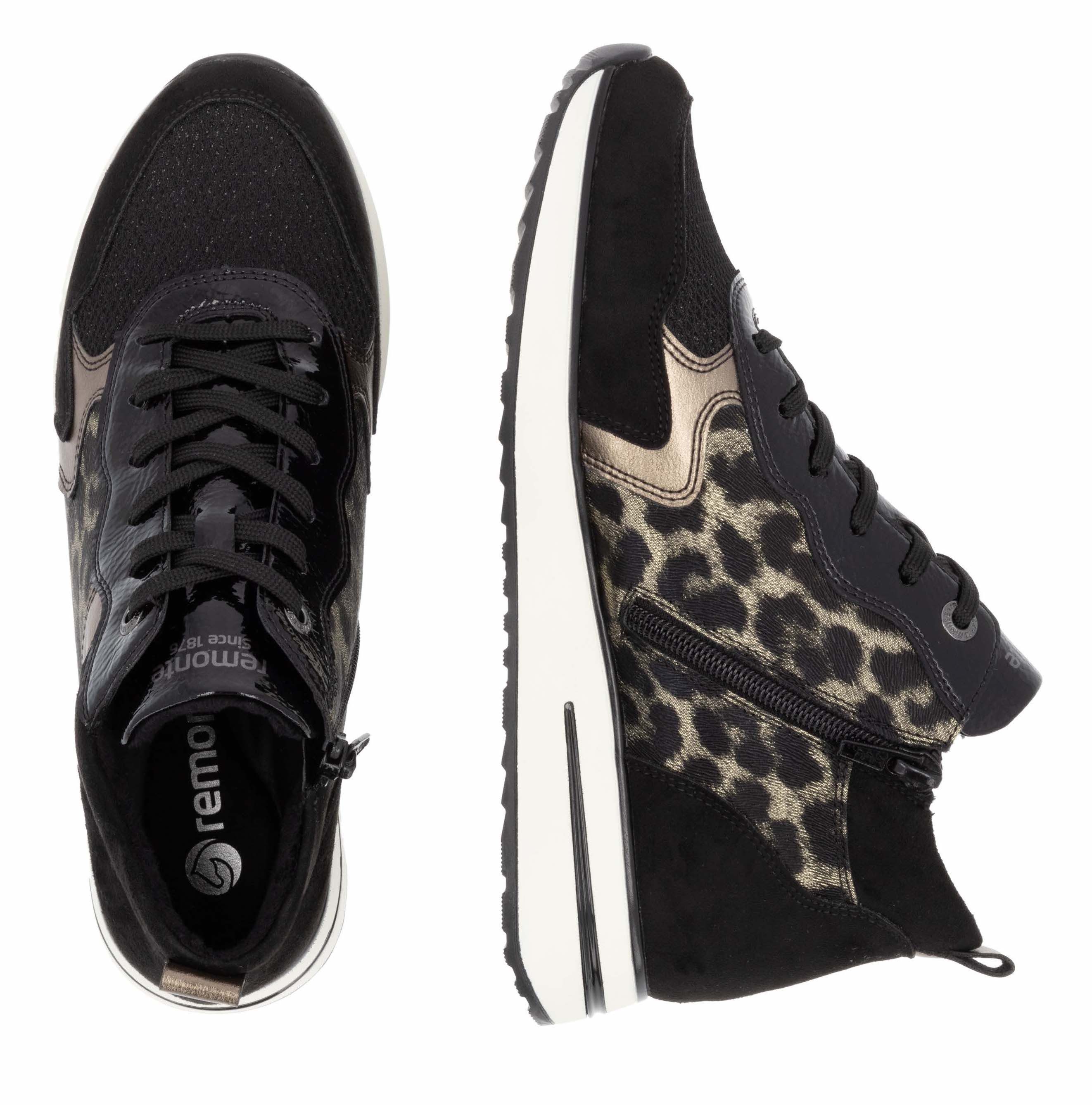Remonte Sneakers met sleehak vrijetijdsschoen, high-top sneaker, veterschoen, binnenrits