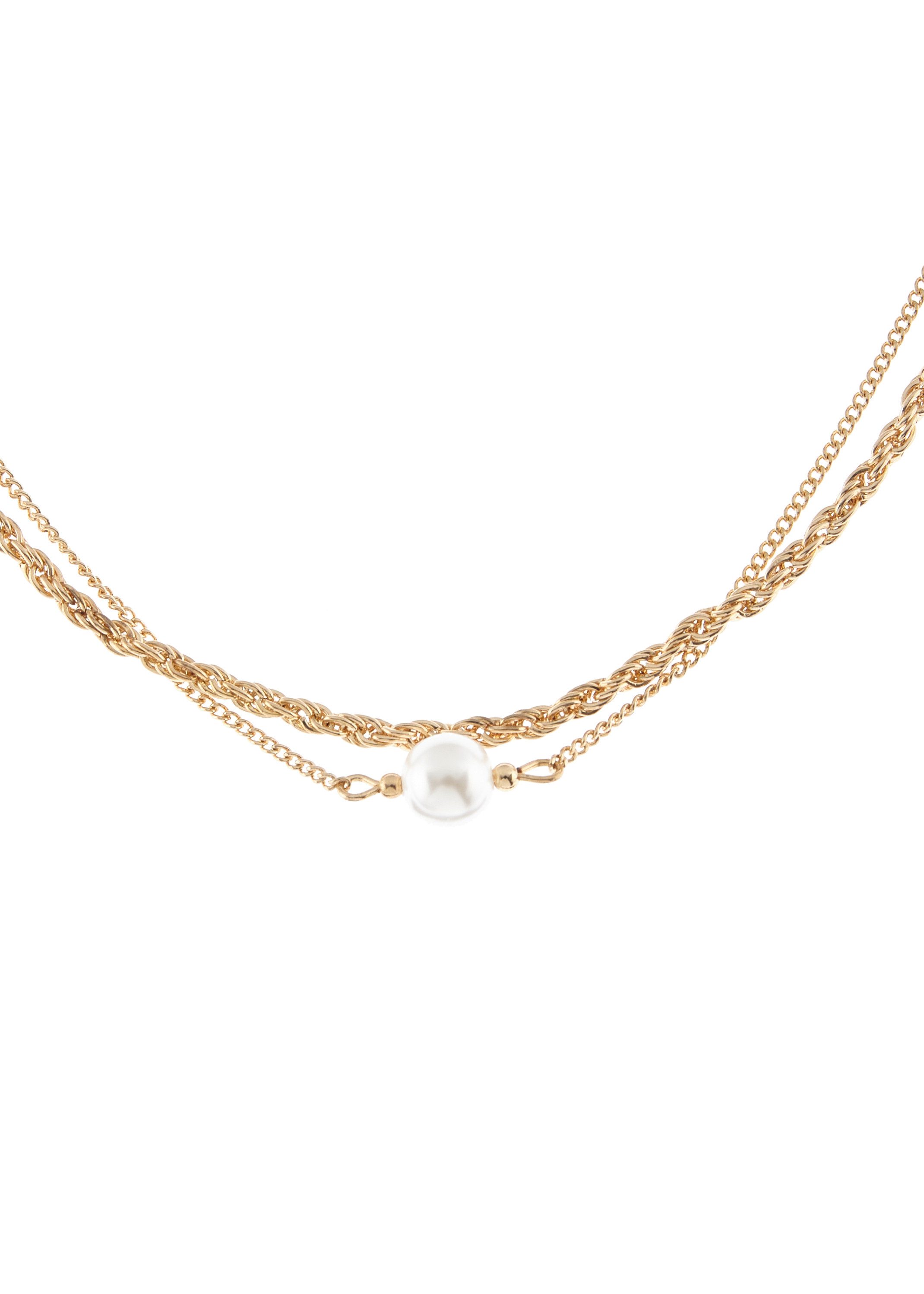 Lascana Edelstalen ketting in laaglook met parel, dubbele ketting