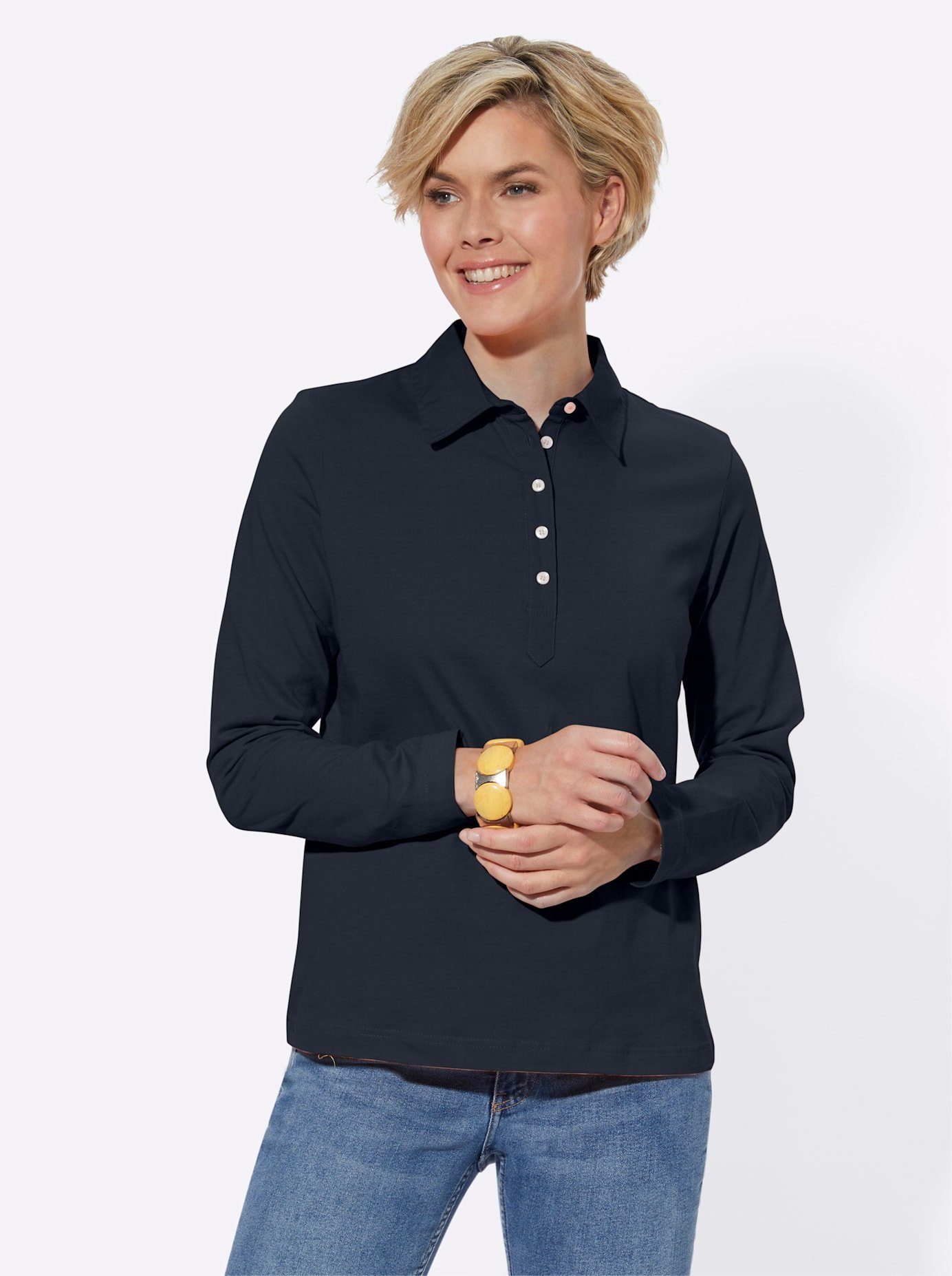 Casual Looks Poloshirt met lange mouwen Poloshirt (1-delig)