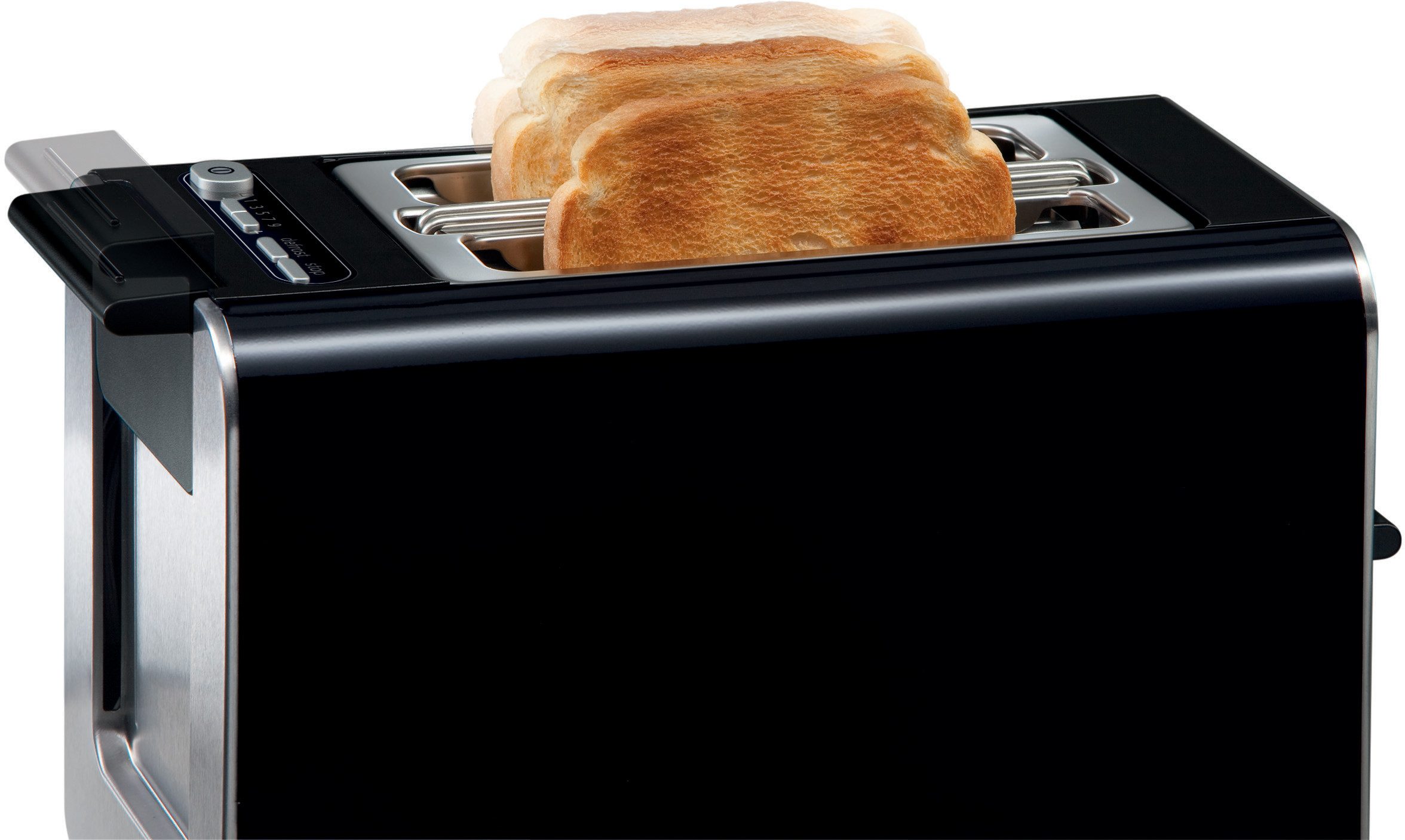 BOSCH Toaster Styline TAT8613N, geïntegreerde broodjesopzet, liftfunctie Ontdooifunctie, automatische uitschakeling, broodcentrering, roestvrij staal/zwart