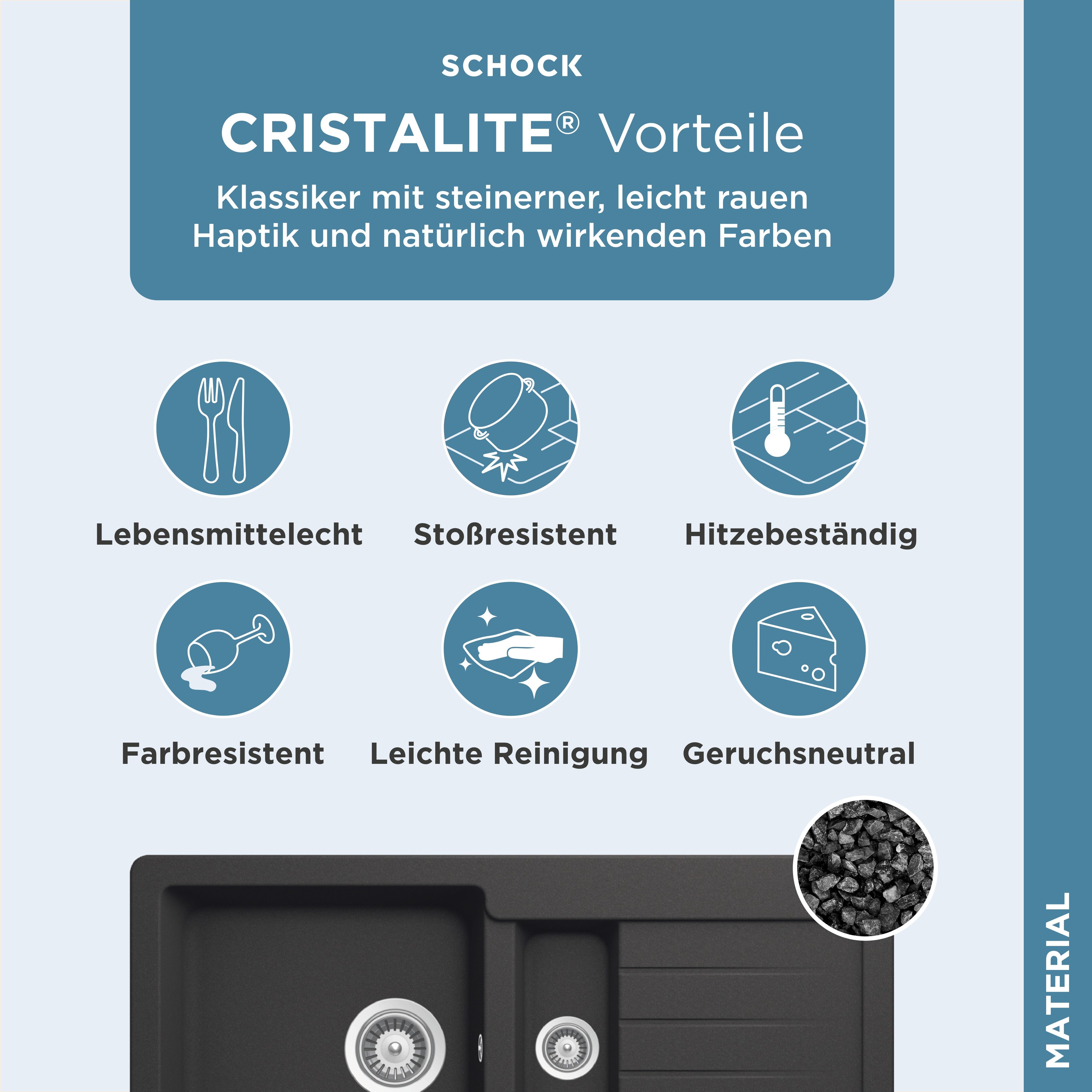 Schock Granieten spoelbak Typos DS met uitlekbak