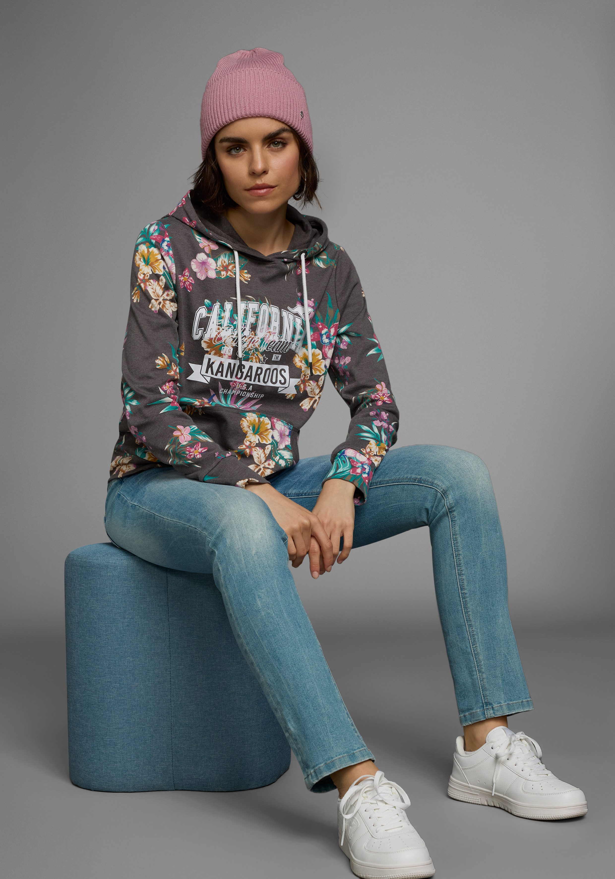 KangaROOS Hoodie Lange mouwen, figuurvolgende snit, van interlockmateriaal