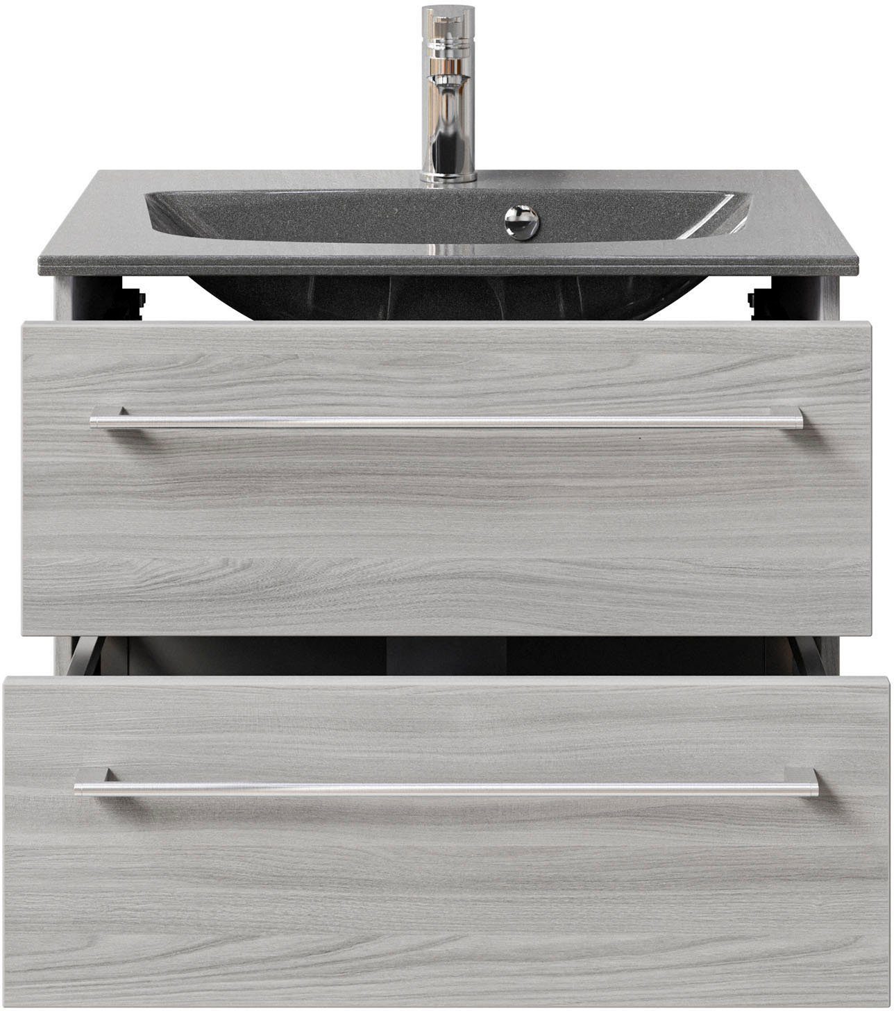 Saphir Wastafelonderkast Serie 6025 mineraalmarmeren wastafel met onderkast, 67 cm breed (2-delig)