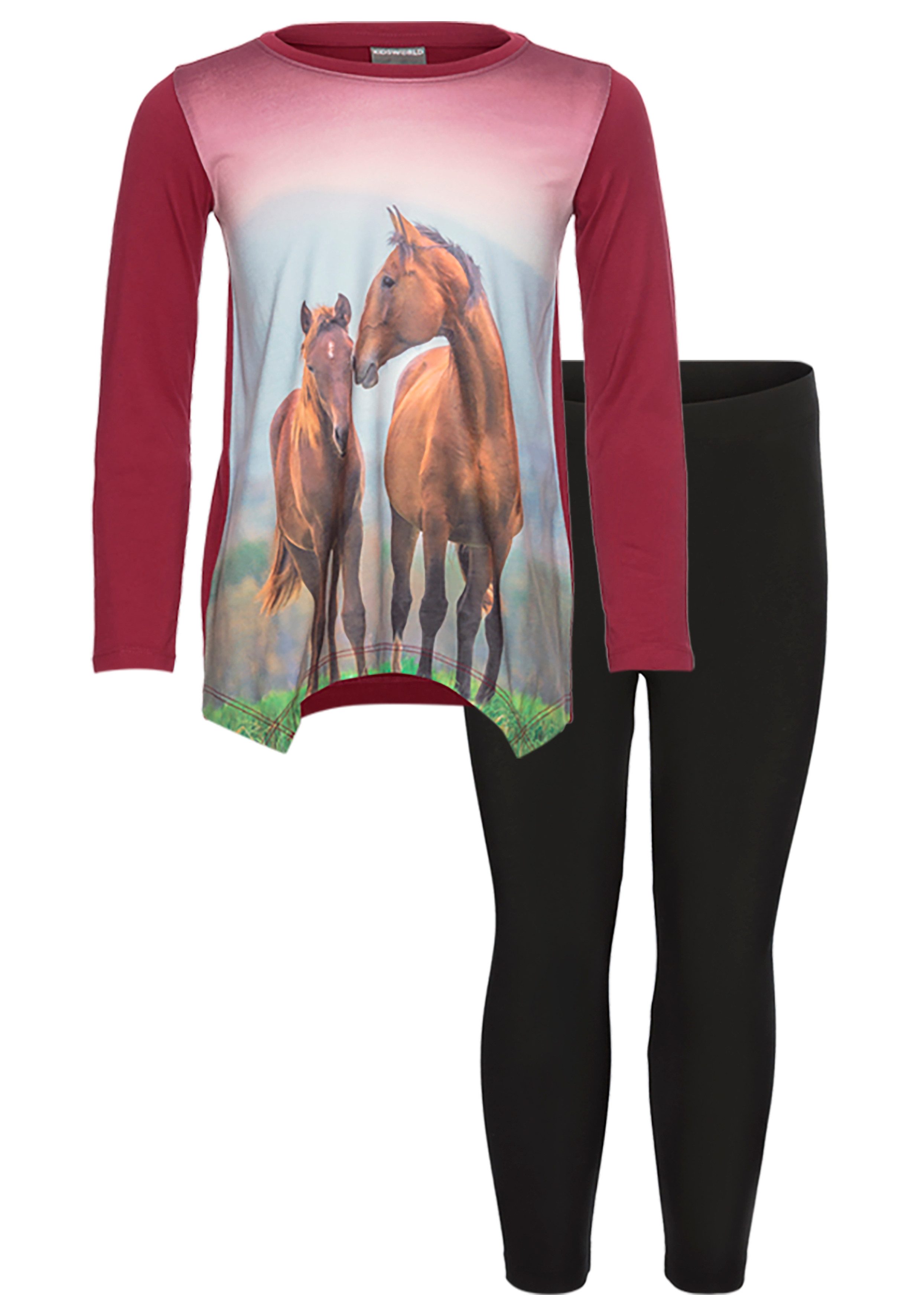 KIDSWORLD Shirt met lange mouwen & legging 2-delig set shirt + legging met paardenmotief - NIEUWE KLEUR toegevoegd (set, 2-delig, 2)