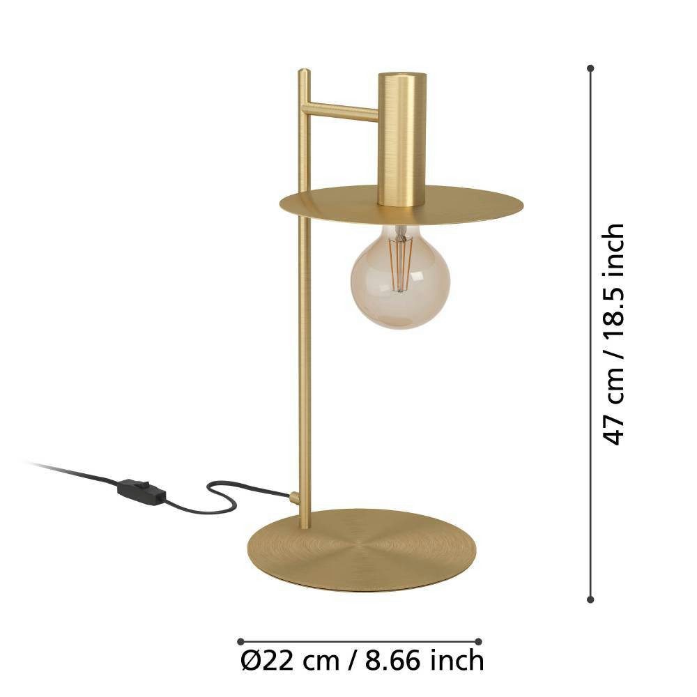 EGLO Tafellamp ESCANDELL Nachtkastlamp, tafellamp van metaal in geborsteld messing, E27 (1 stuk)