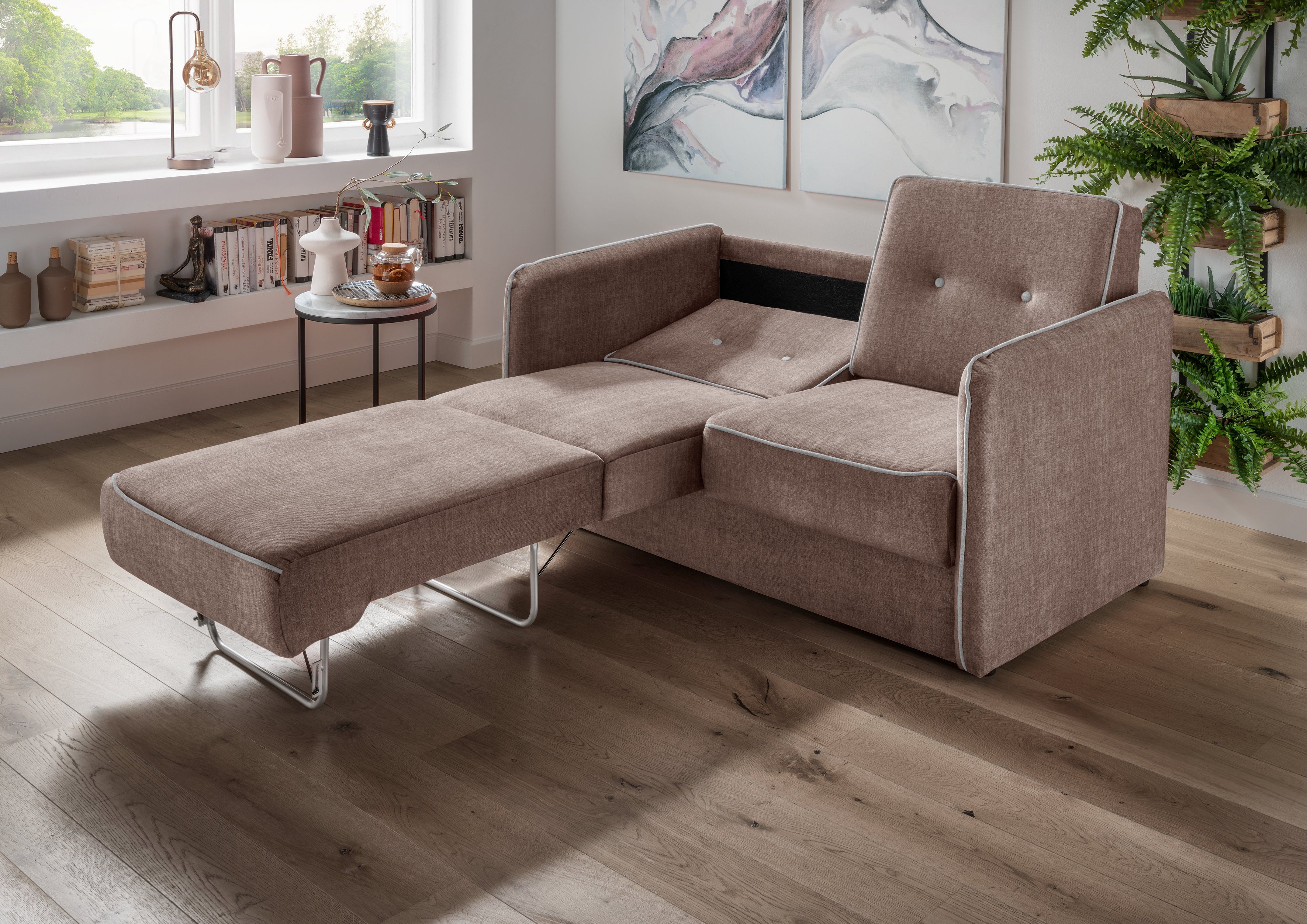 Home affaire Slaapbank Merina met tweedelige slaapfunctie, lade naar voren, binnenvering