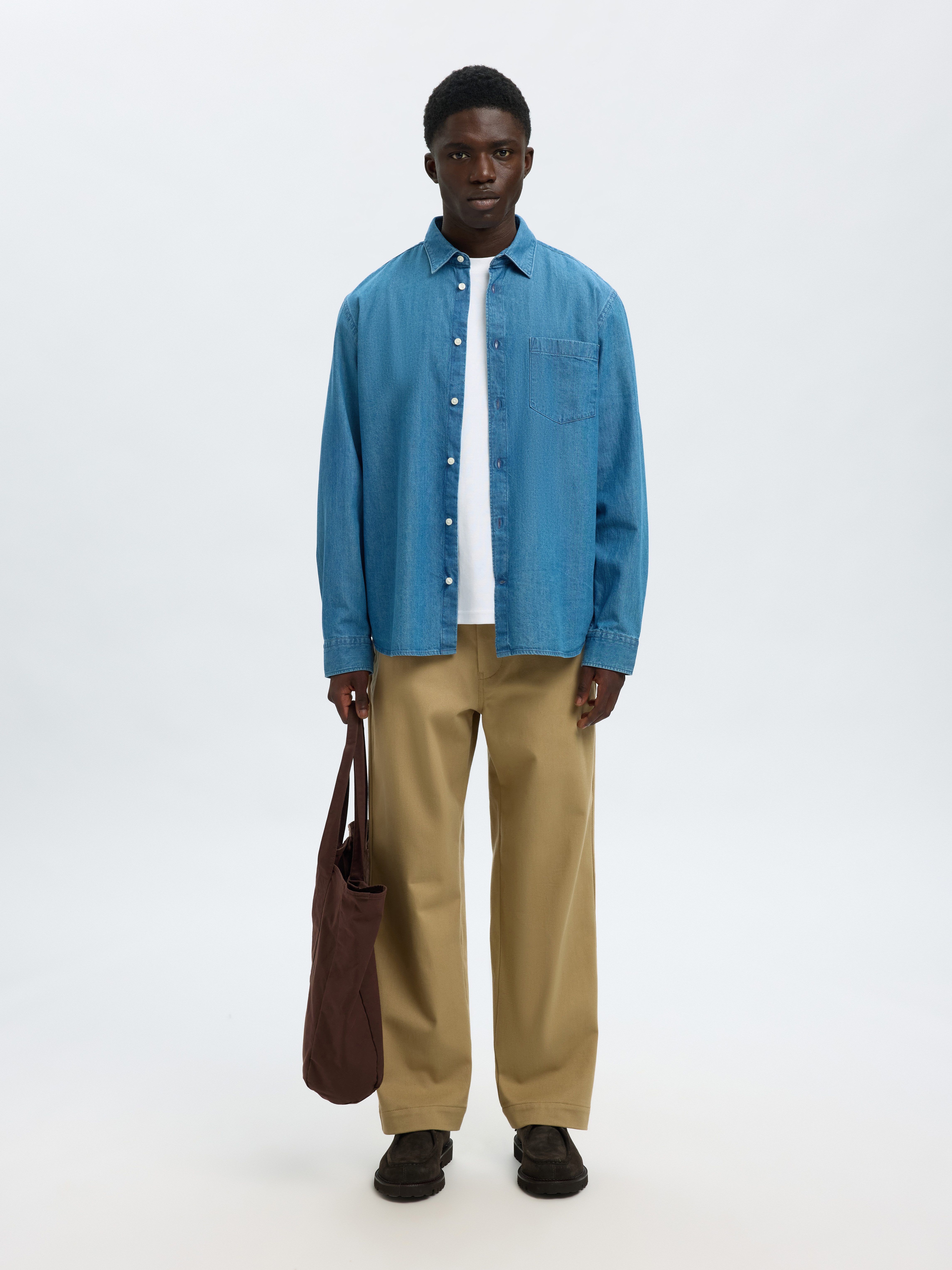 SELECTED HOMME Overhemd met lange mouwen SLHREGCARLO DENIM LS SHIRT NOOS