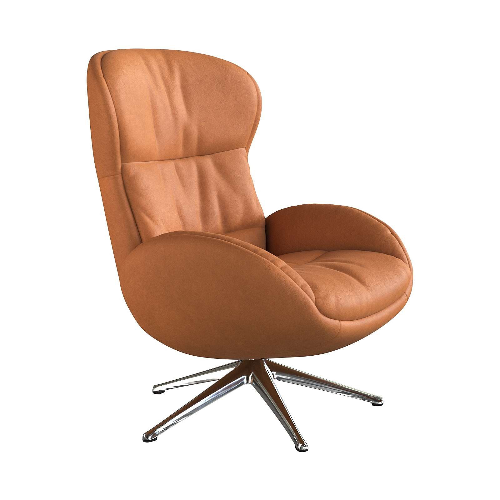 FLEXLUX Relaxfauteuil Haze, TV-stoel, fauteuil, stoffeerstoel Rugdeelverstelling, draaibaar, voet van aluminium tv-fauteuils maat Anilineleer bruin
