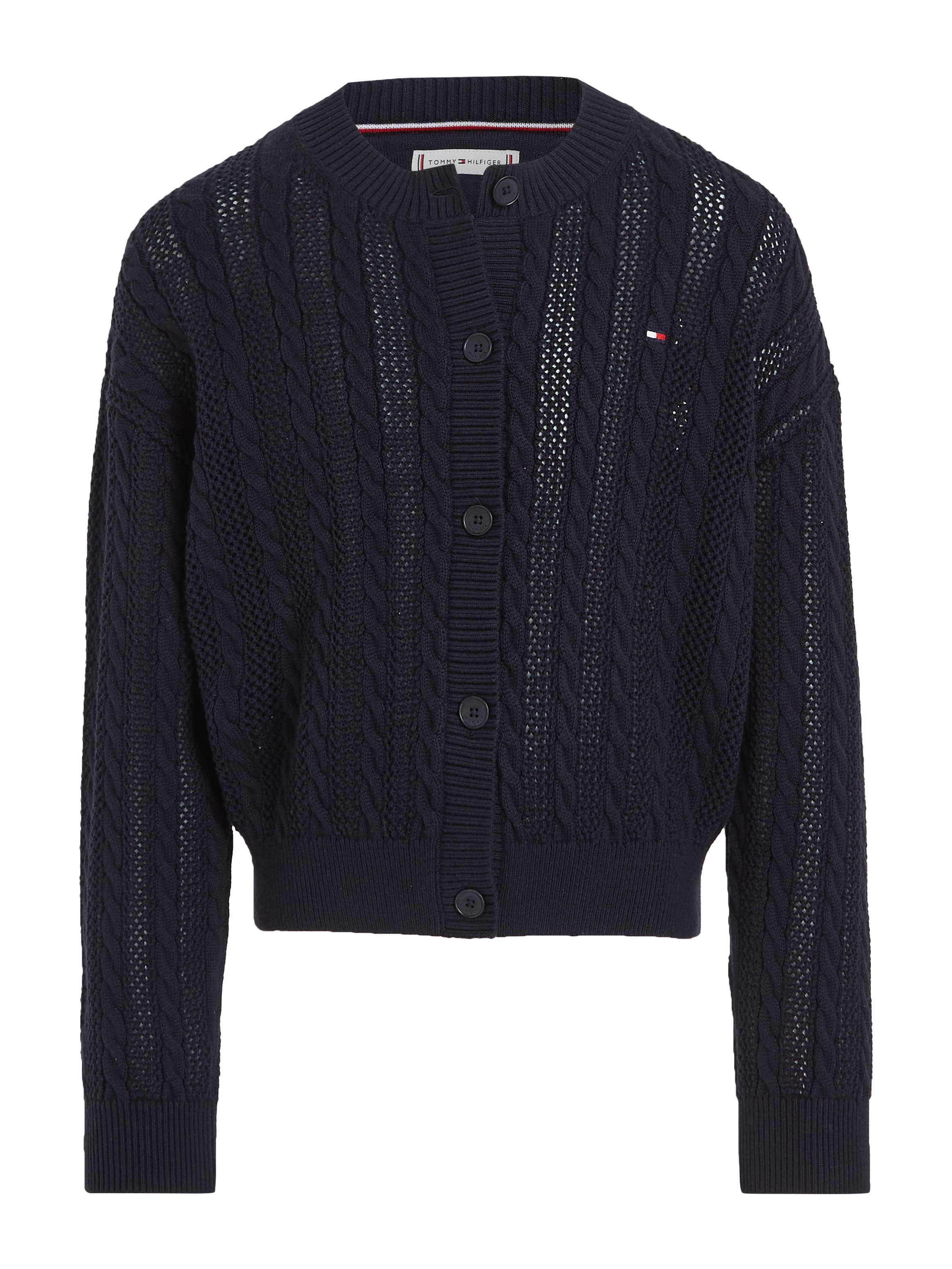 Tommy Hilfiger Vest ESSENTIAL CABLE REGULAR CARDIGAN Kinderen tot 16 jaar met logostiksel