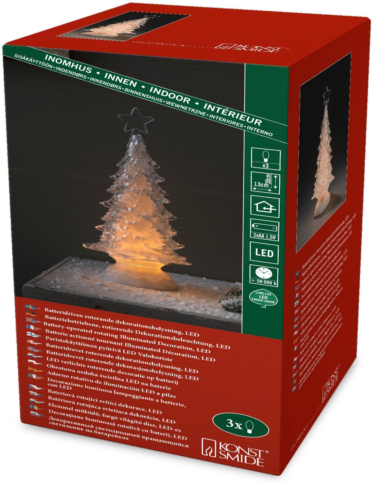 KONSTSMIDE Led-boom Acryl, kerstversiering draaibaar, hoogte ca. 30 cm