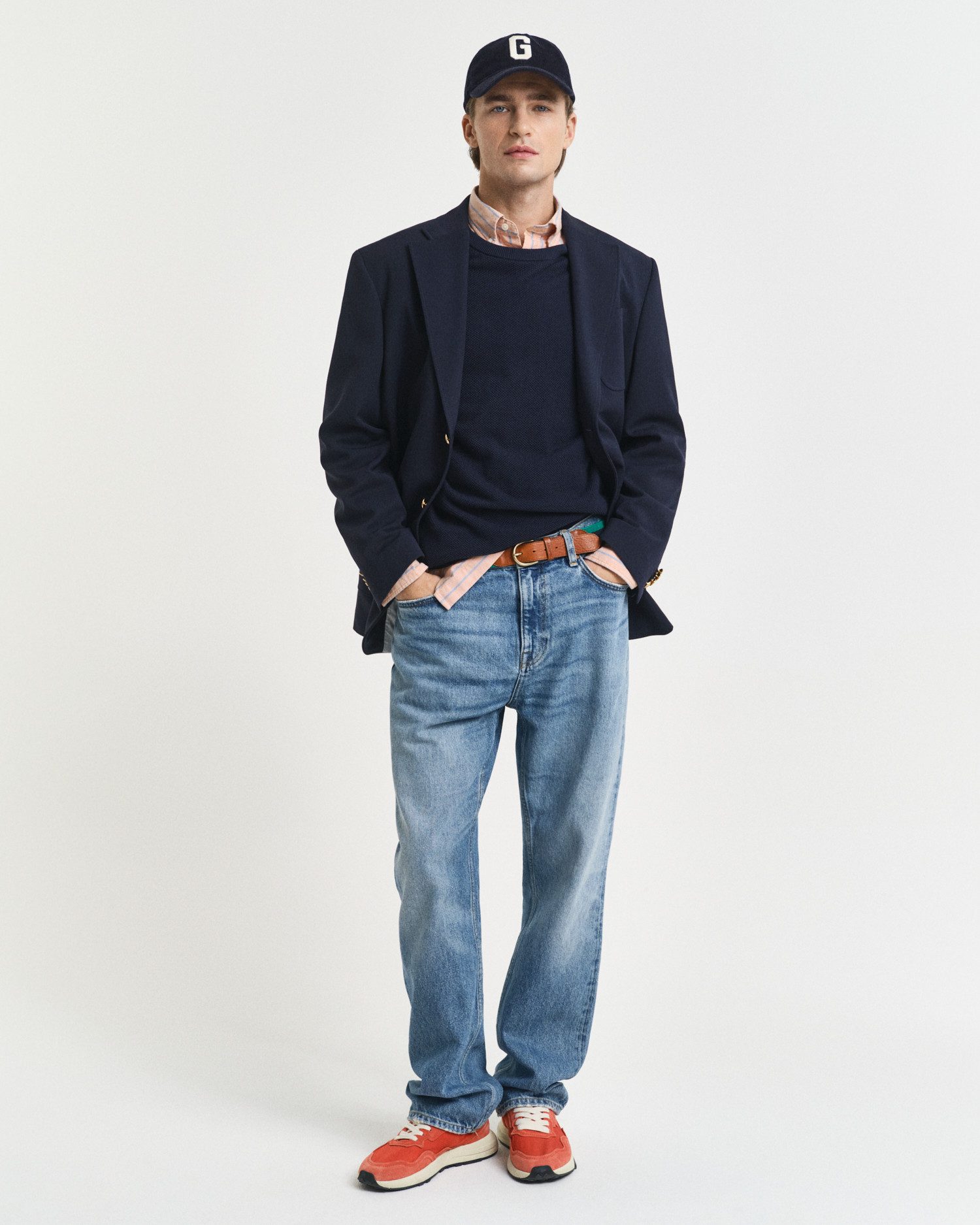 Gant Trui met ronde hals COTTON PIQUE C-NECK met logoborduursel op borsthoogte