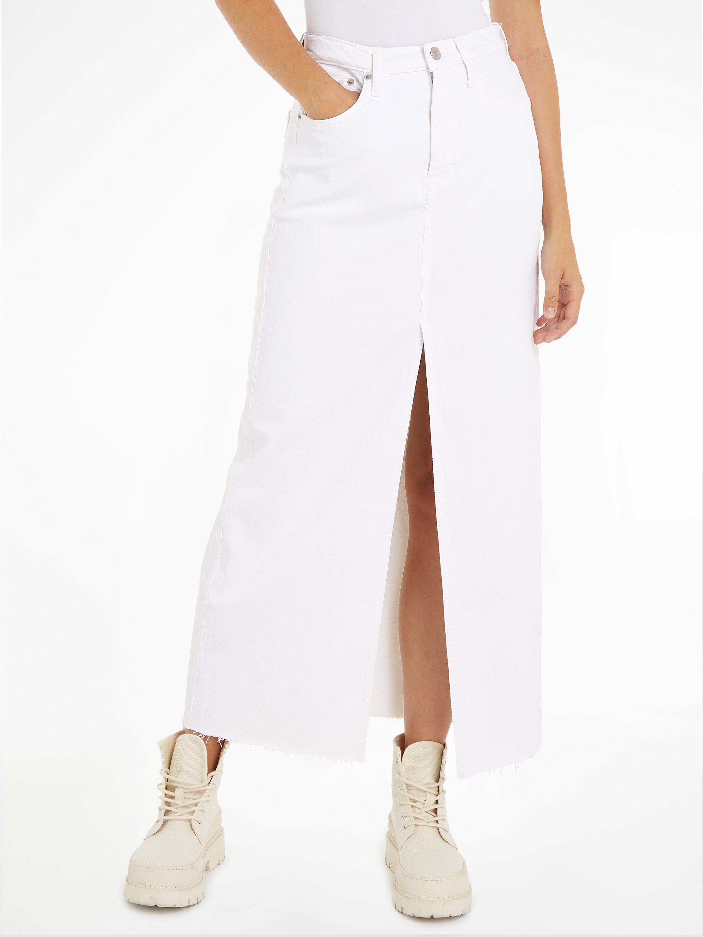 Tommy Jeans Lange Rok Lente Zomer Collectie White Dames