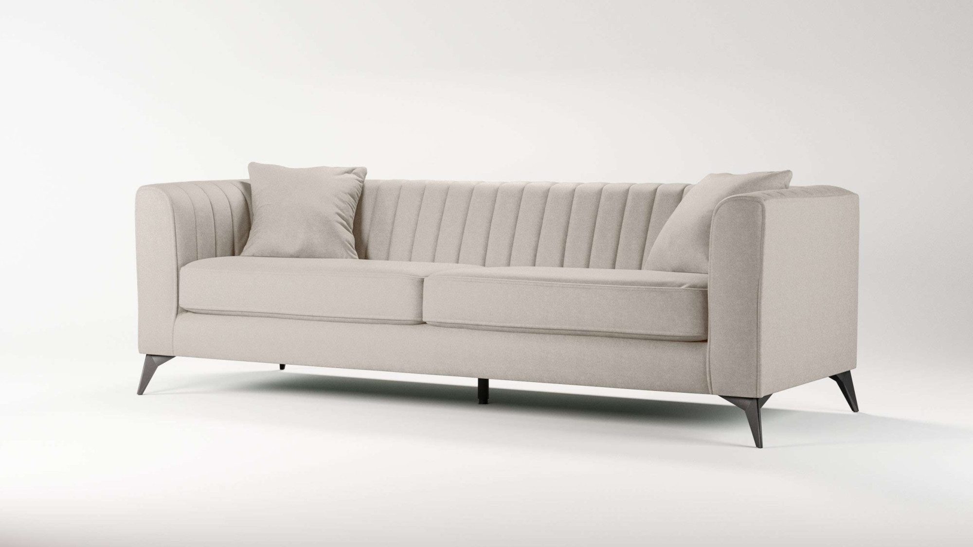 Places of Style 4-zitsbank MATTHEW elegant designsofa, afmetingen B/D/H: 231/86/74 cm XXL, stiksels in de rug, losse zitkussens, inclusief 2. sierkussen