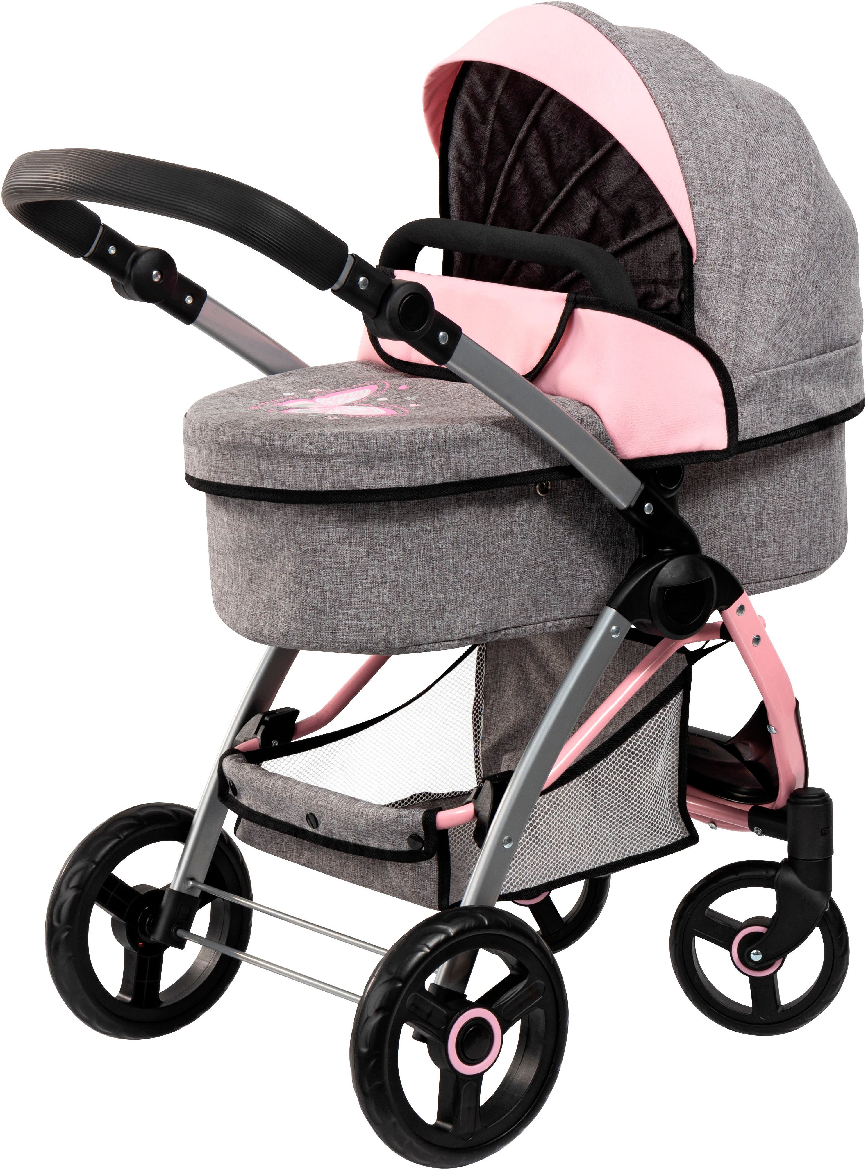 Bayer Combi-poppenwagen City Max grijs/roze