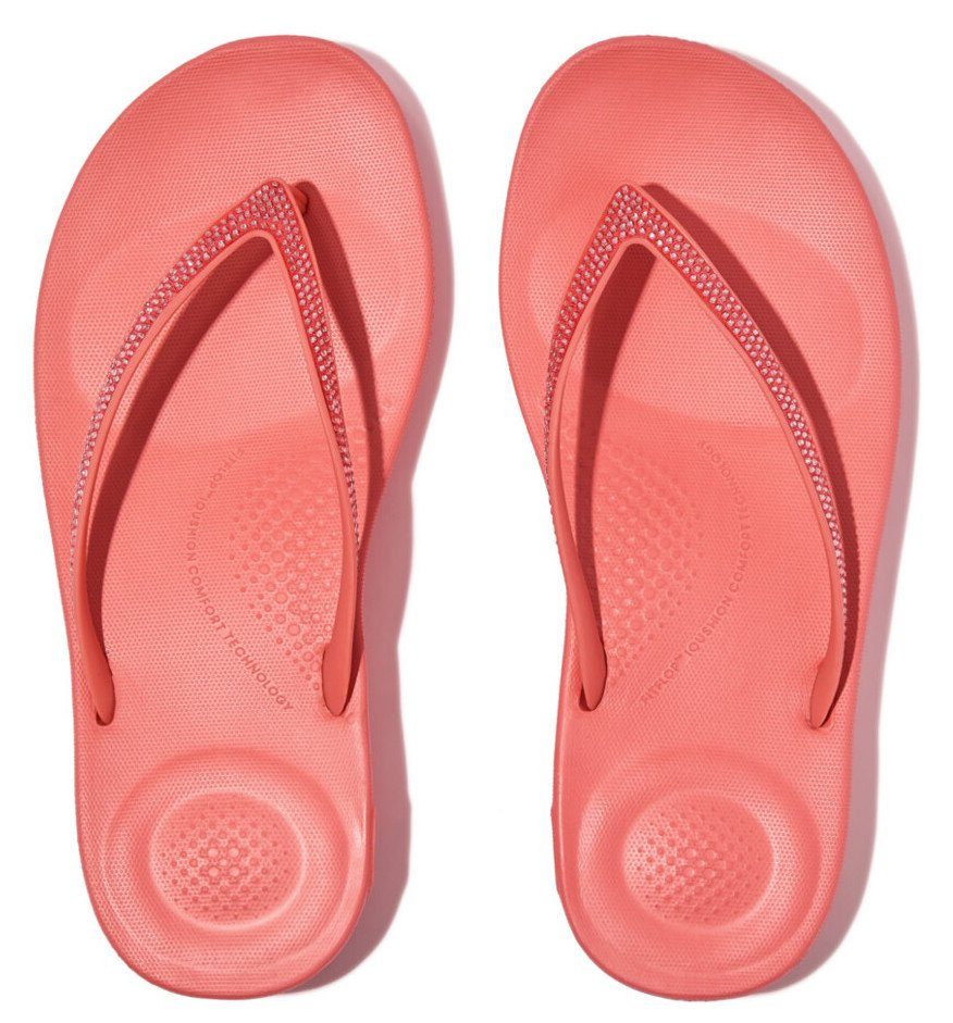 Fitflop Teenslippers IQUSHION SPARKLE - CLASSIC sleehak, zomerschoen, slippers met fonkelende glitterafwerking dames teenslippers maat 36 EU roze