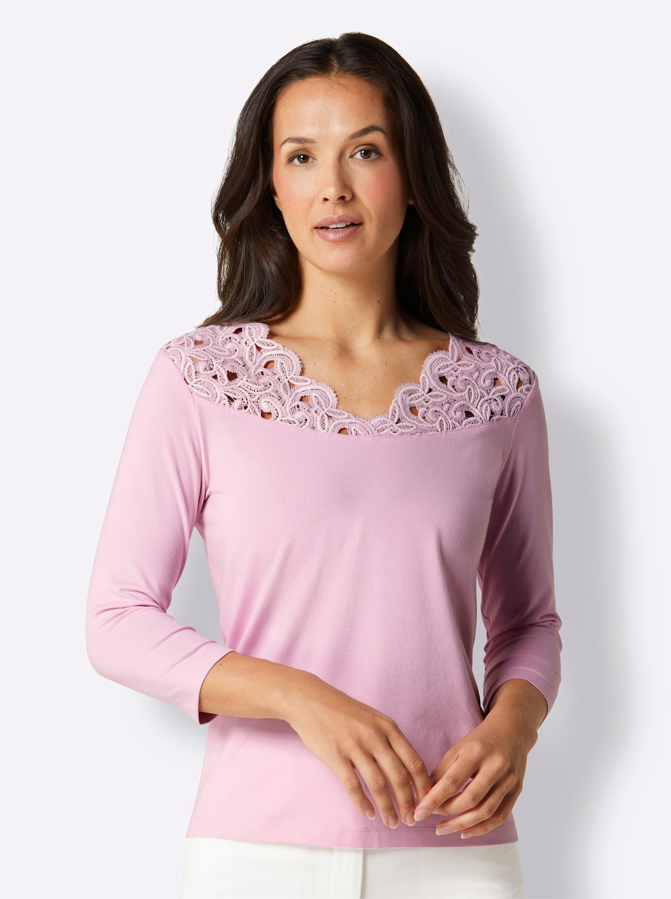 CREATION L PREMIUM Shirt met V-hals Modal-katoenen shirt (1-delig)