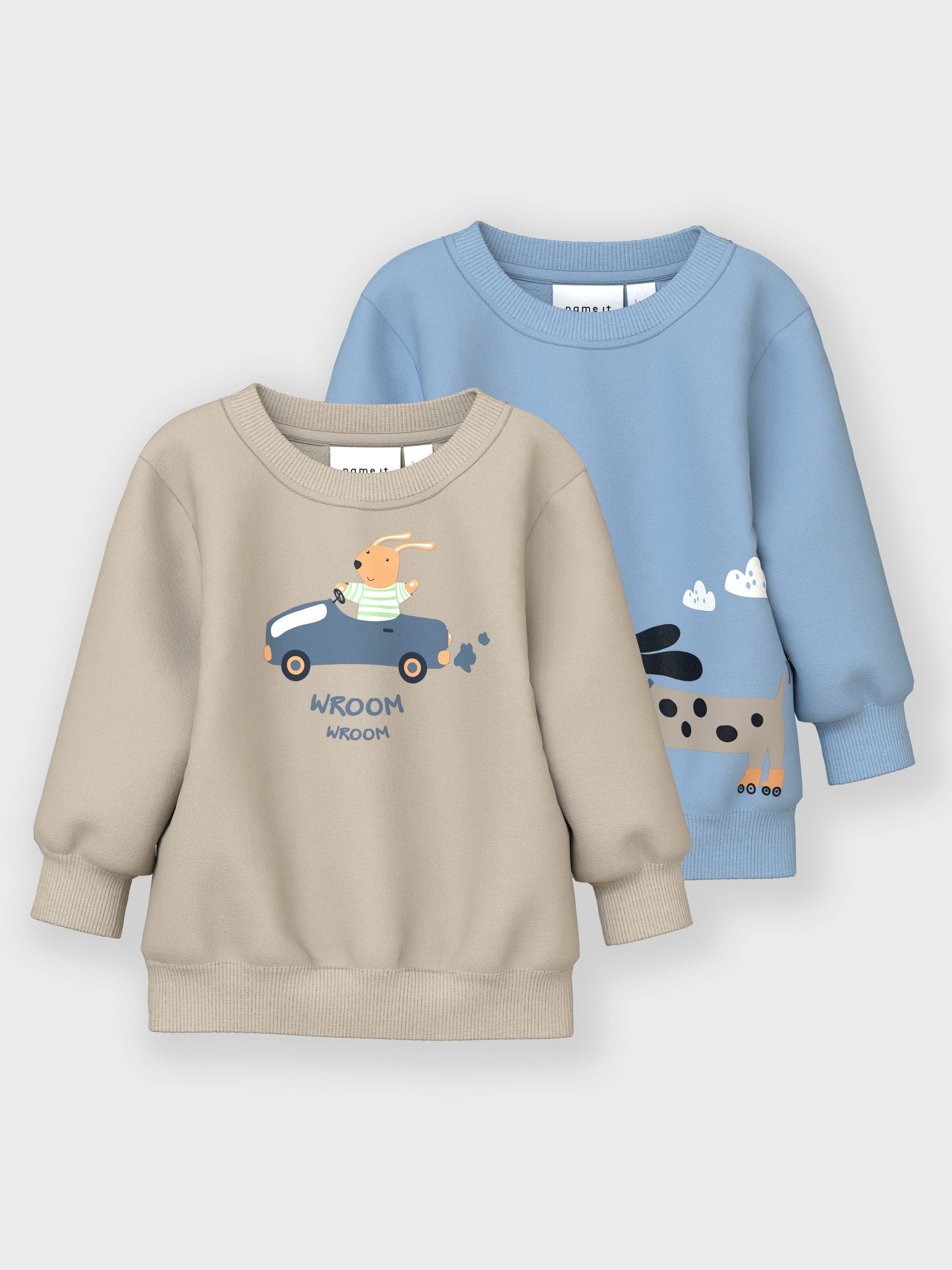 Name It Sweatshirt NBMVONNE 2P LS SWEAT BOX BRU (set 2-delig)