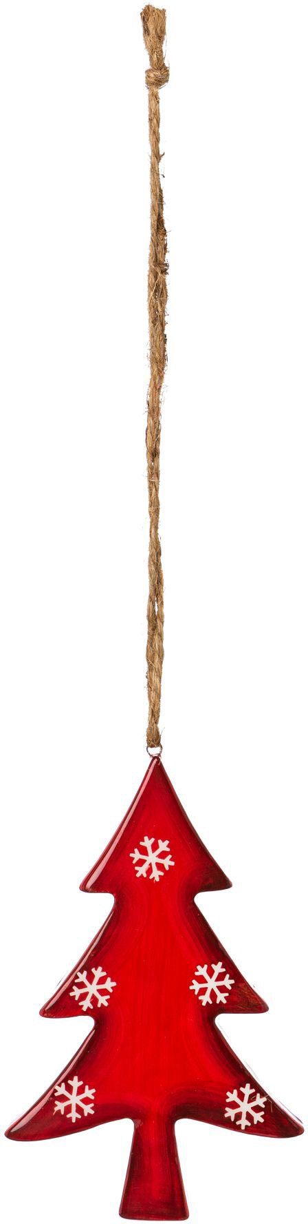 Creativ deco Wandkerstboom Kerstversiering rood met sneeuwvlokken-design (12 stuks)