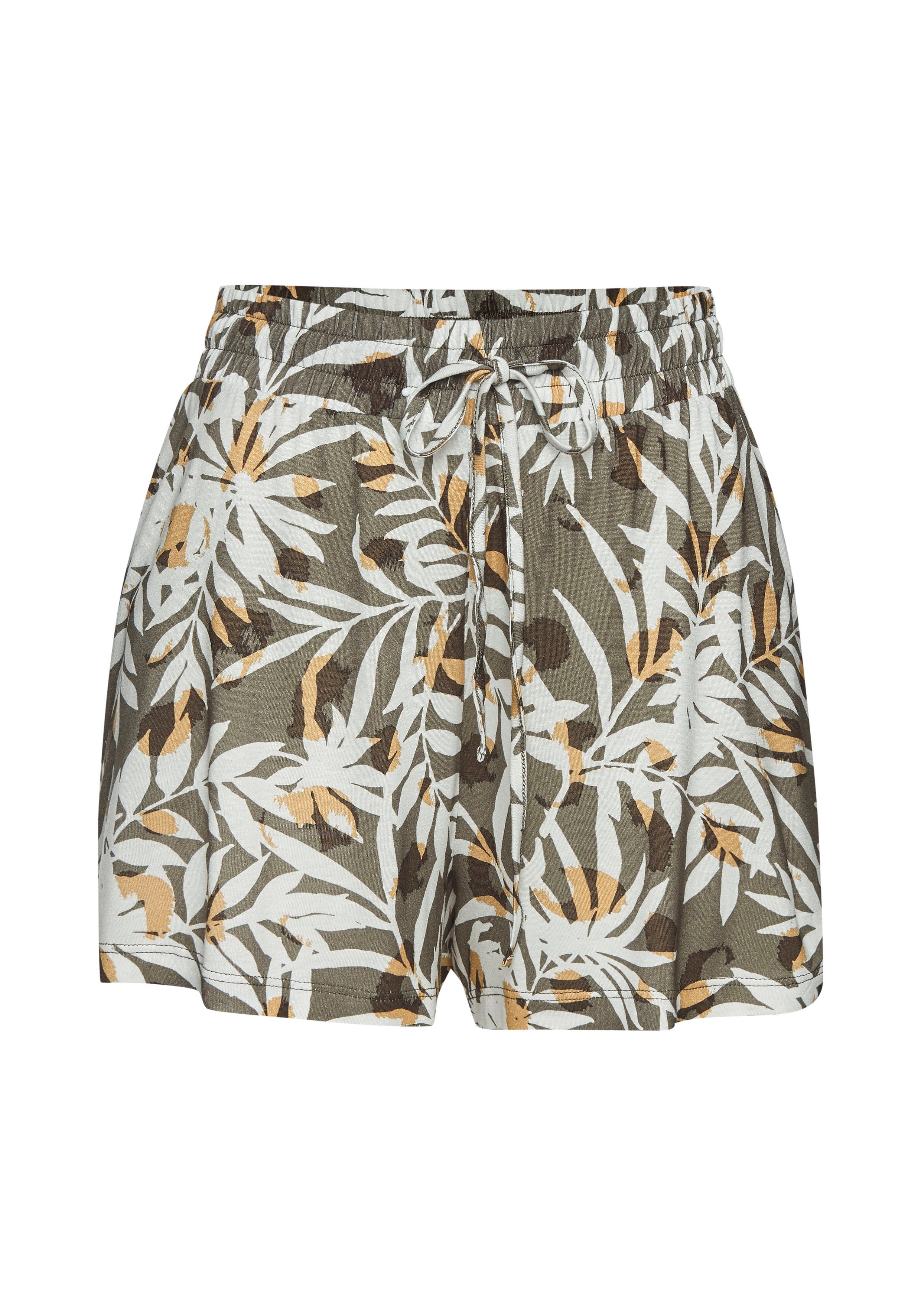 Vivance Short met alloverprint van viscose-jersey, korte broek met zakken