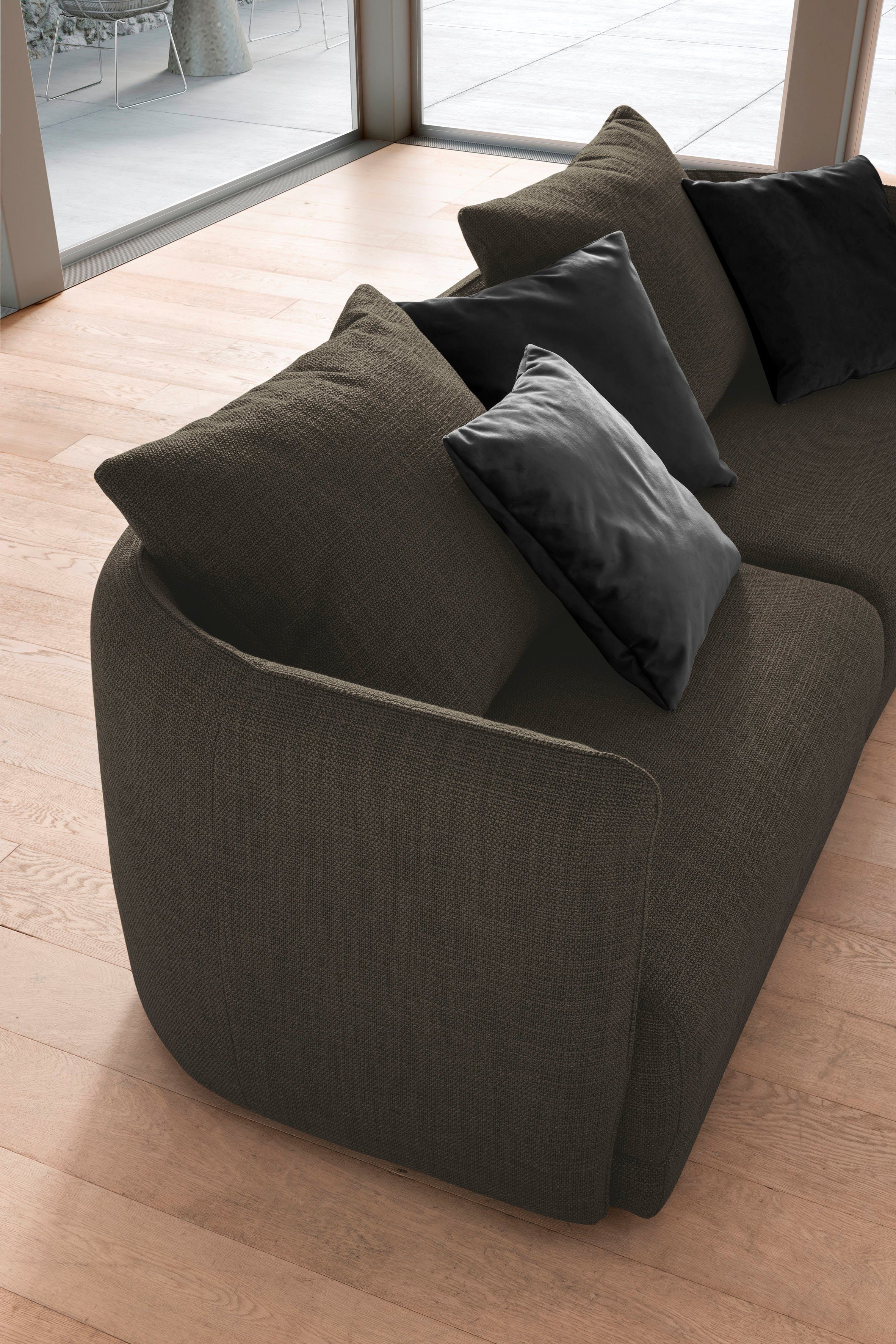 designwerk Megabank New York, elegant ontwerpsofa Breedte 253 cm, met dunne arm- en rugleuning
