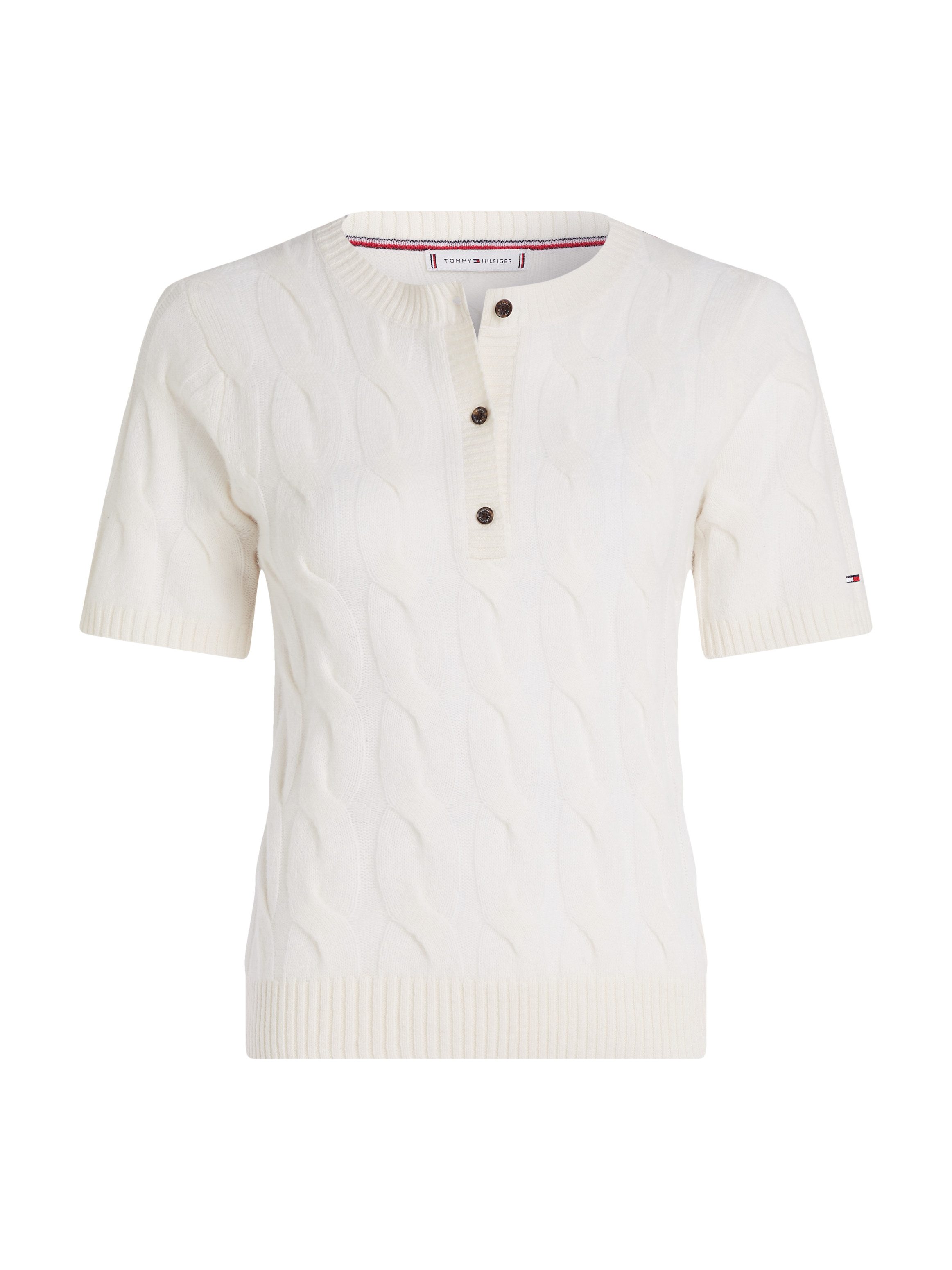 Tommy Hilfiger Gebreide trui SOFT WOOL CABLE SS HENLEY