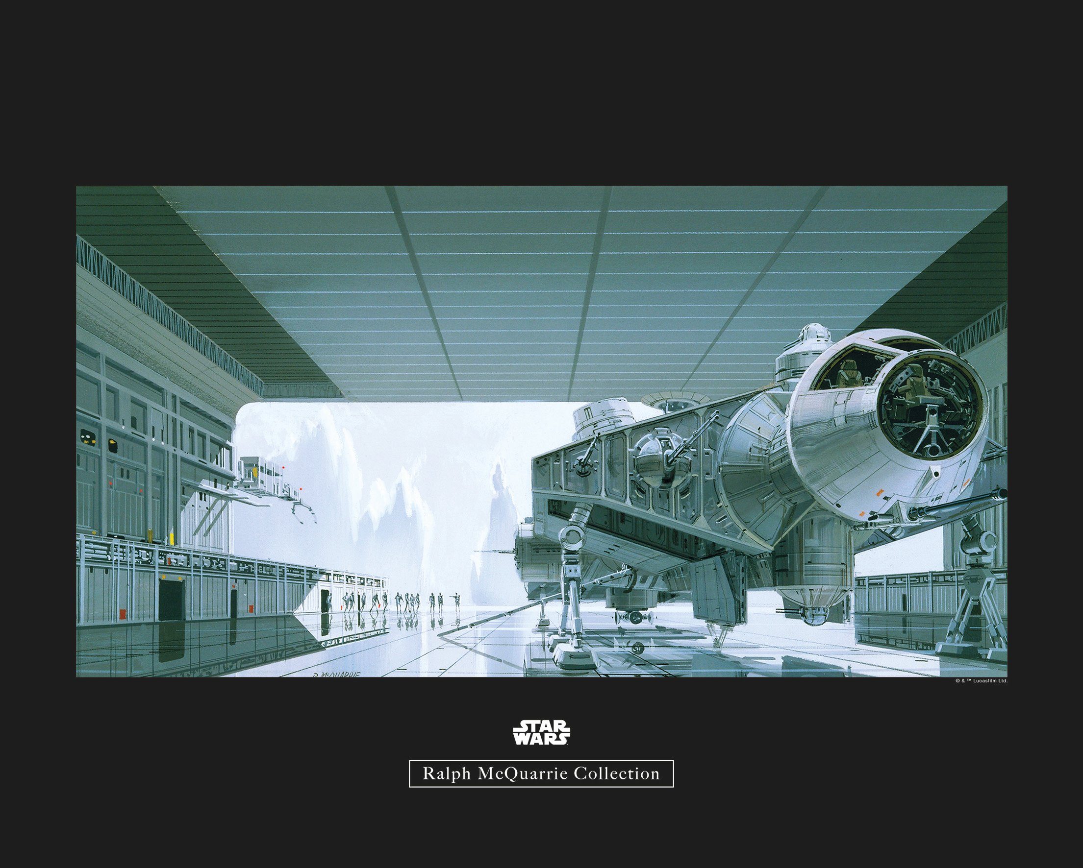 Komar Wanddecoratie Star Wars Classic RMQ Hangar Shuttle Wanddecoratie voor de kinderkamer - zonder lijst (1 stuk) schilderijen maat 50 cm x 40 cm