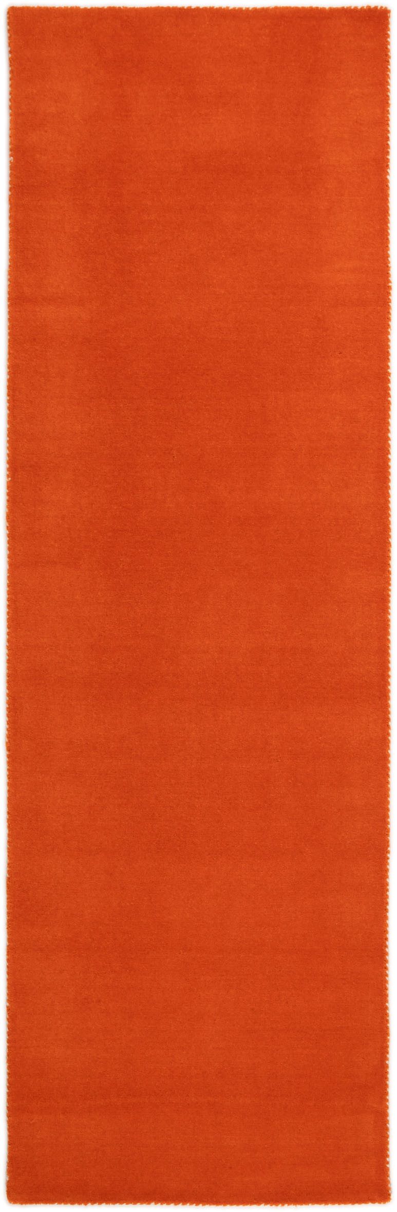 carpetfine Wollen kleed Gabbeh Lola Uni met natuurlijk plantaardig materiaal handgeweven, ook in rond wollen vloerkleden oranje
