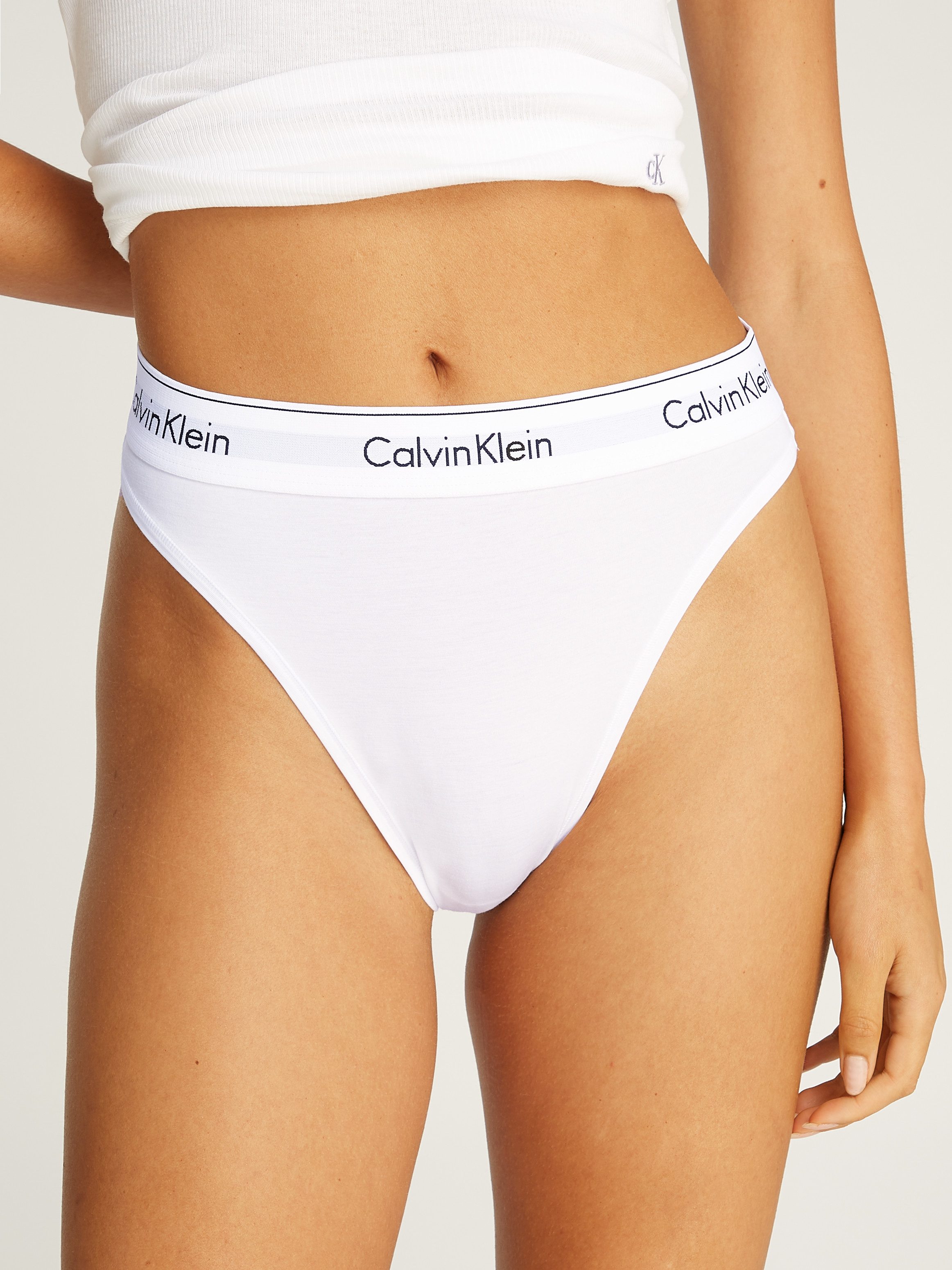 Calvin Klein Slip HIGH LEG TANGA met hoge beenlijn dames slips maat S (36) wit