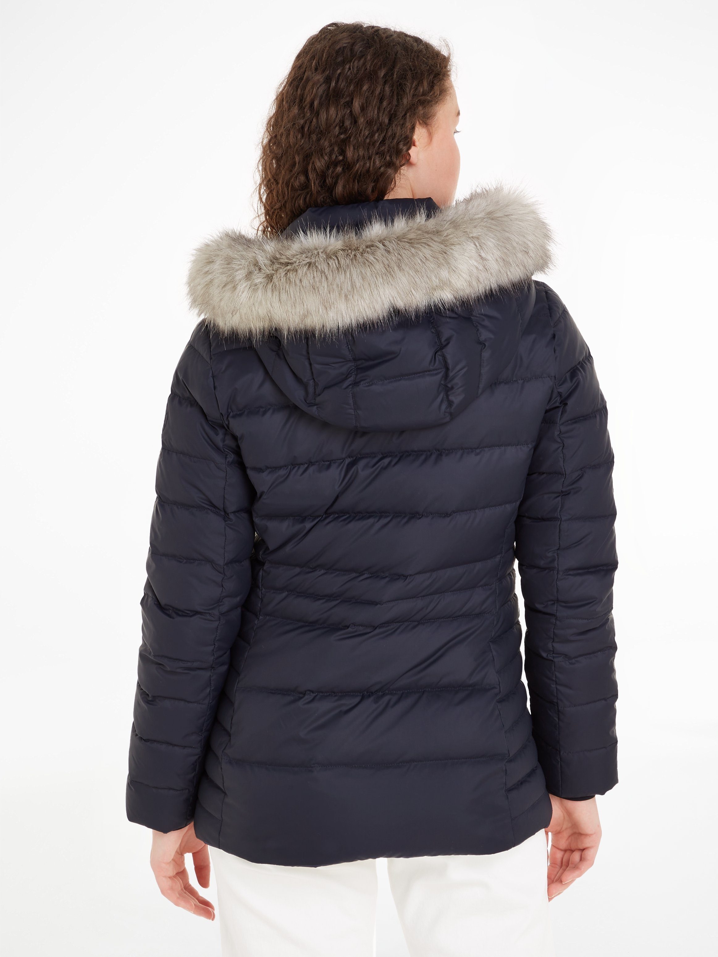 Tommy Hilfiger Donsjack TYRA DOWN JACKET WITH FUR met rand van imitatiebont op de capuchon