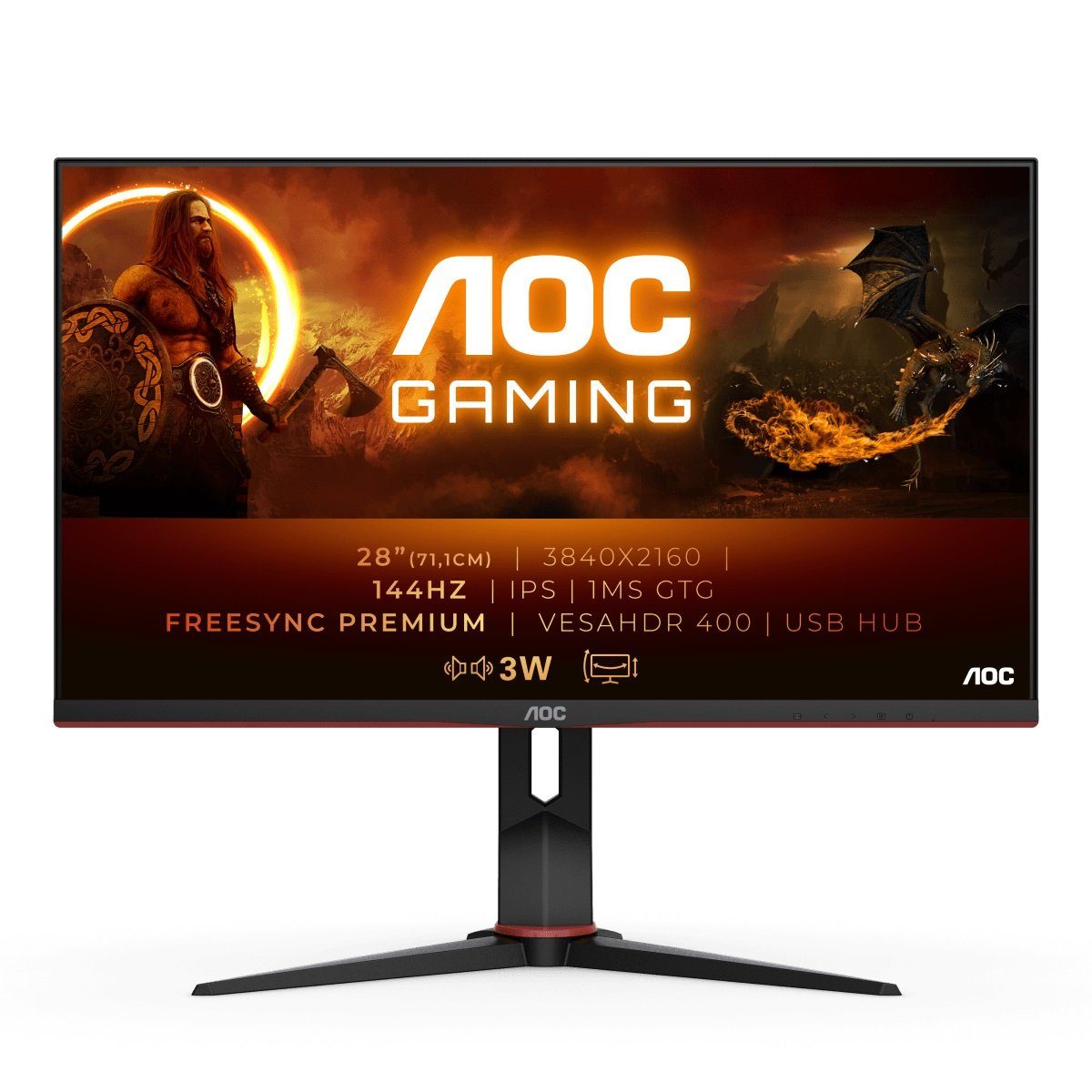 AOC Gaming-monitor U28G2XU/BK, 71,1 cm / 28 ", 4K Ultra HD