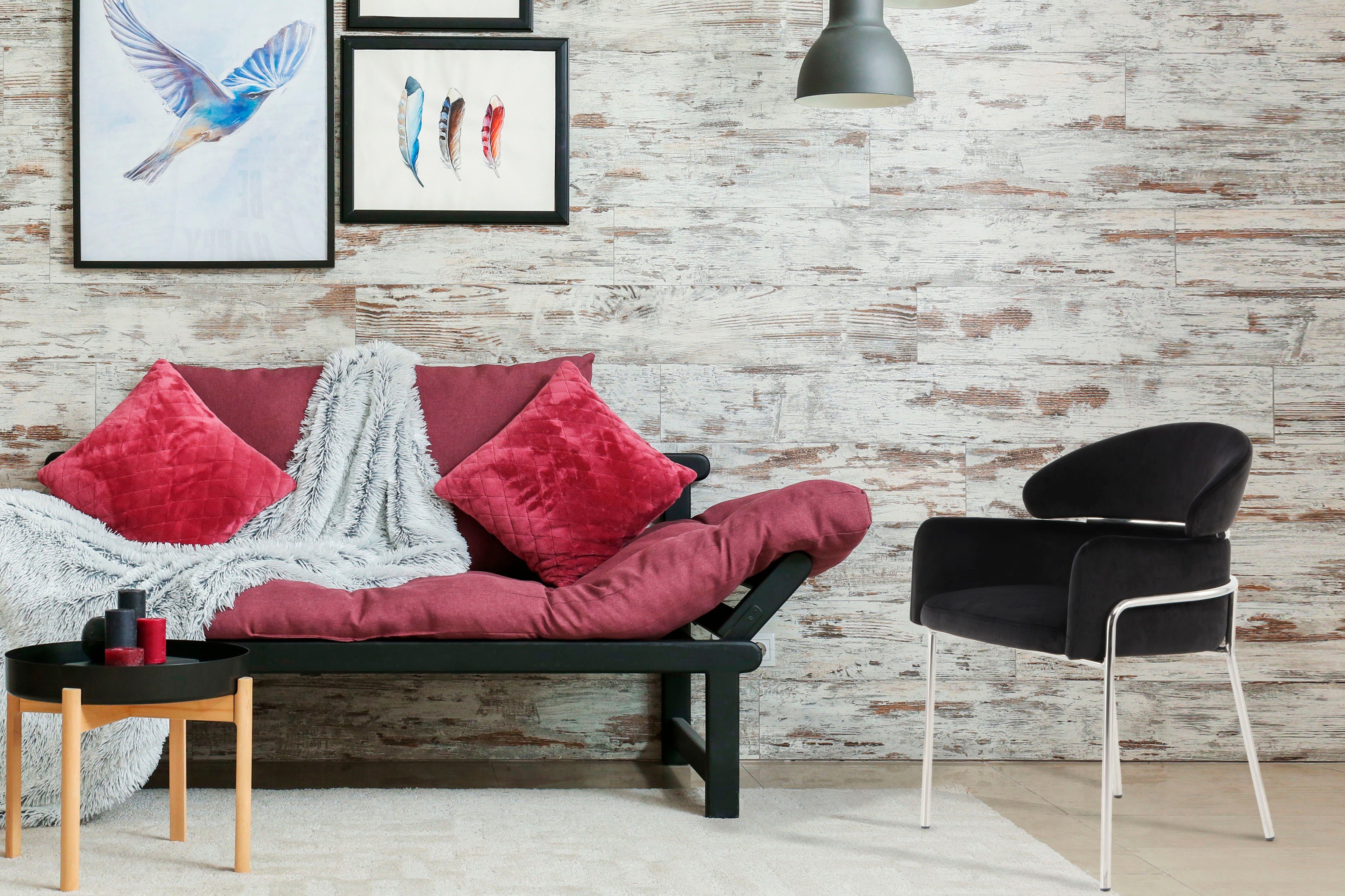 Kayoom Stoel Corey 125, comfortabele stoel, trendy retro-look fluweelzachte bekleding, onderhoudsvriendelijk, zeer gezellig, trendy retro-look (1 stuk)