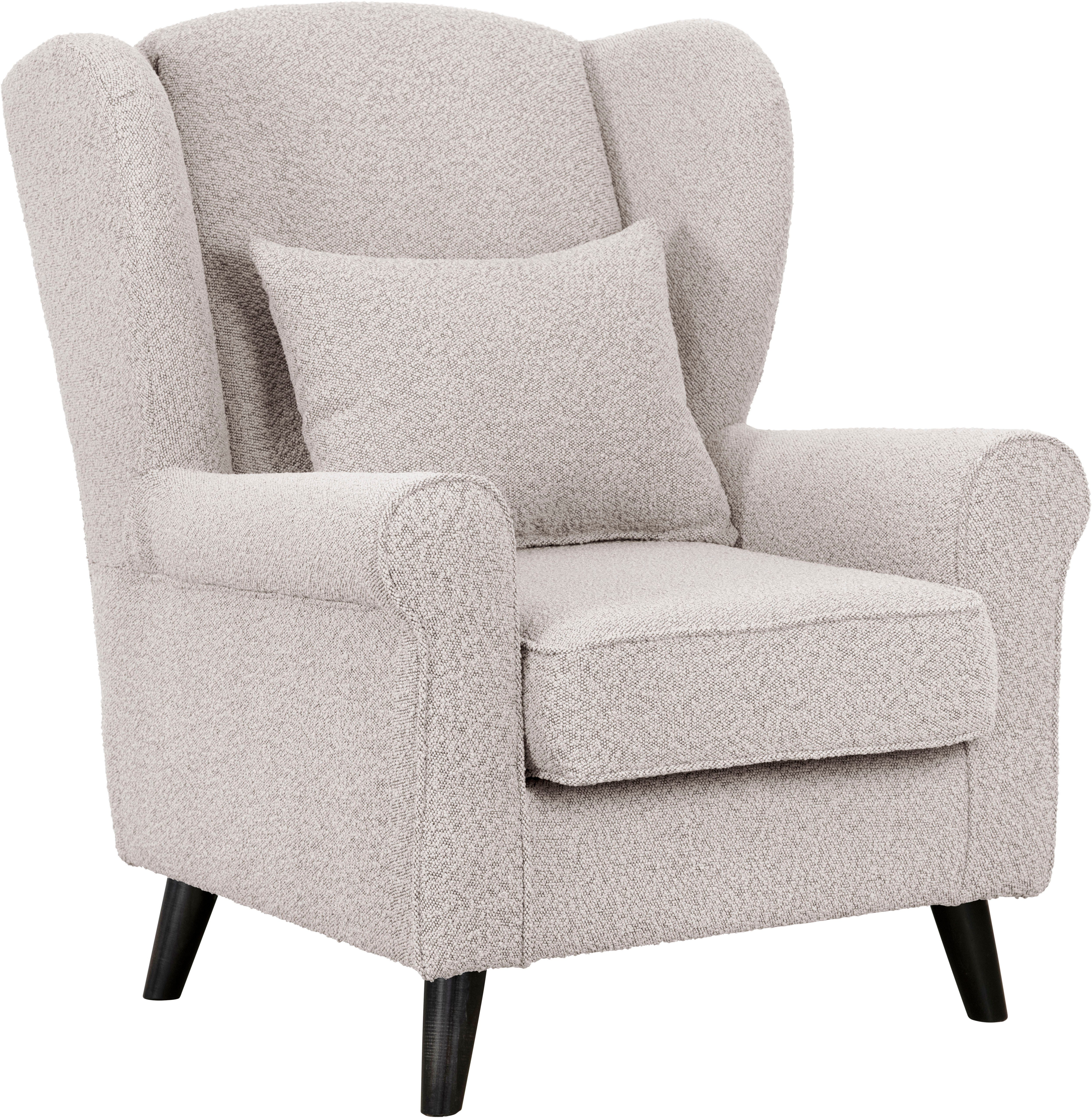 Home affaire Fauteuil Ohrensessel CHISTELLE, optioneel met poef met golfondersteuning, afmetingen: b/d/h: 81/87/99 cm