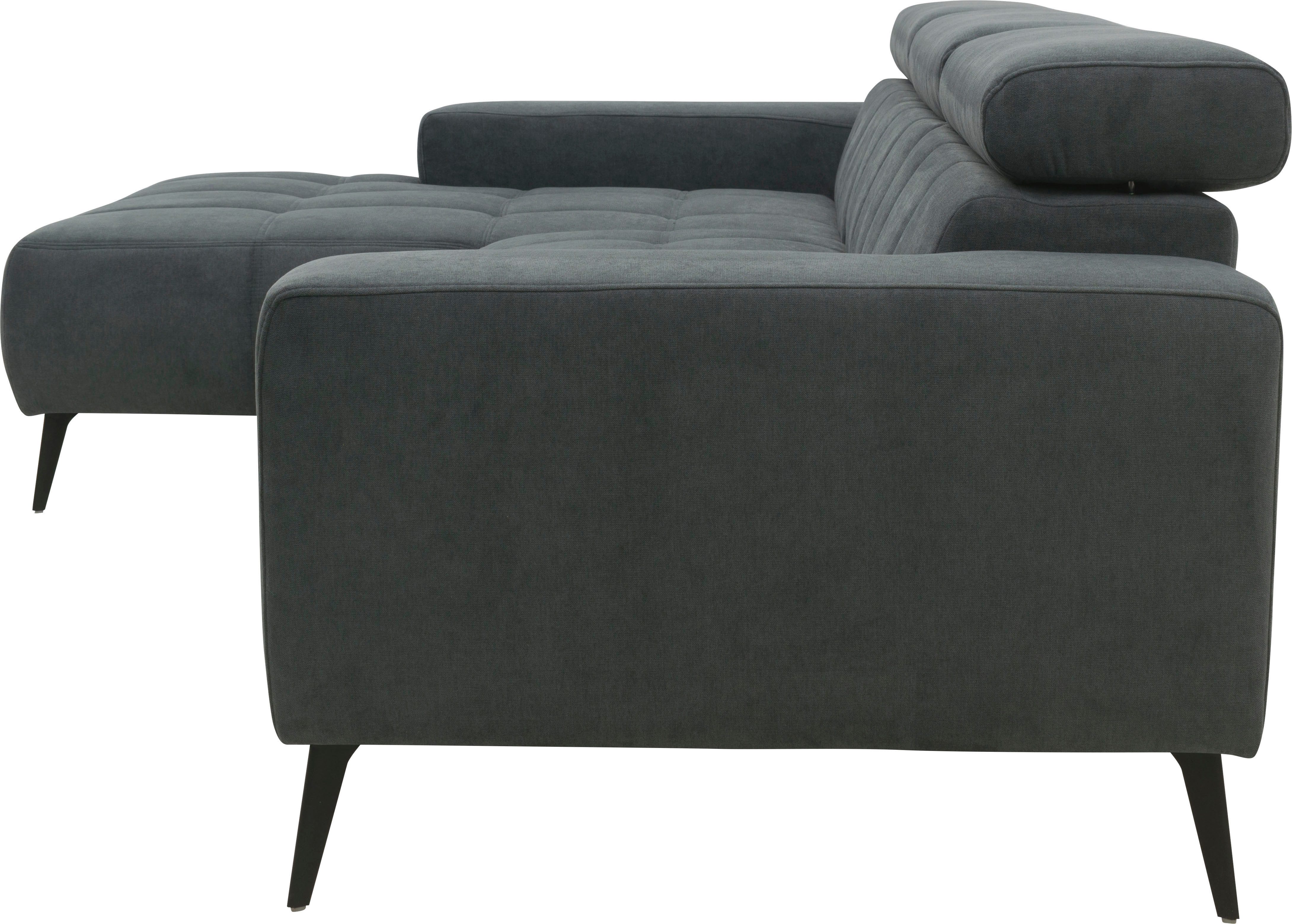 DOMO collection Hoekbank Trento L-vorm, met sledevoet of enkele voet naar keuze met verstelbare hoofdsteun, récamier links/rechts bestelbaar
