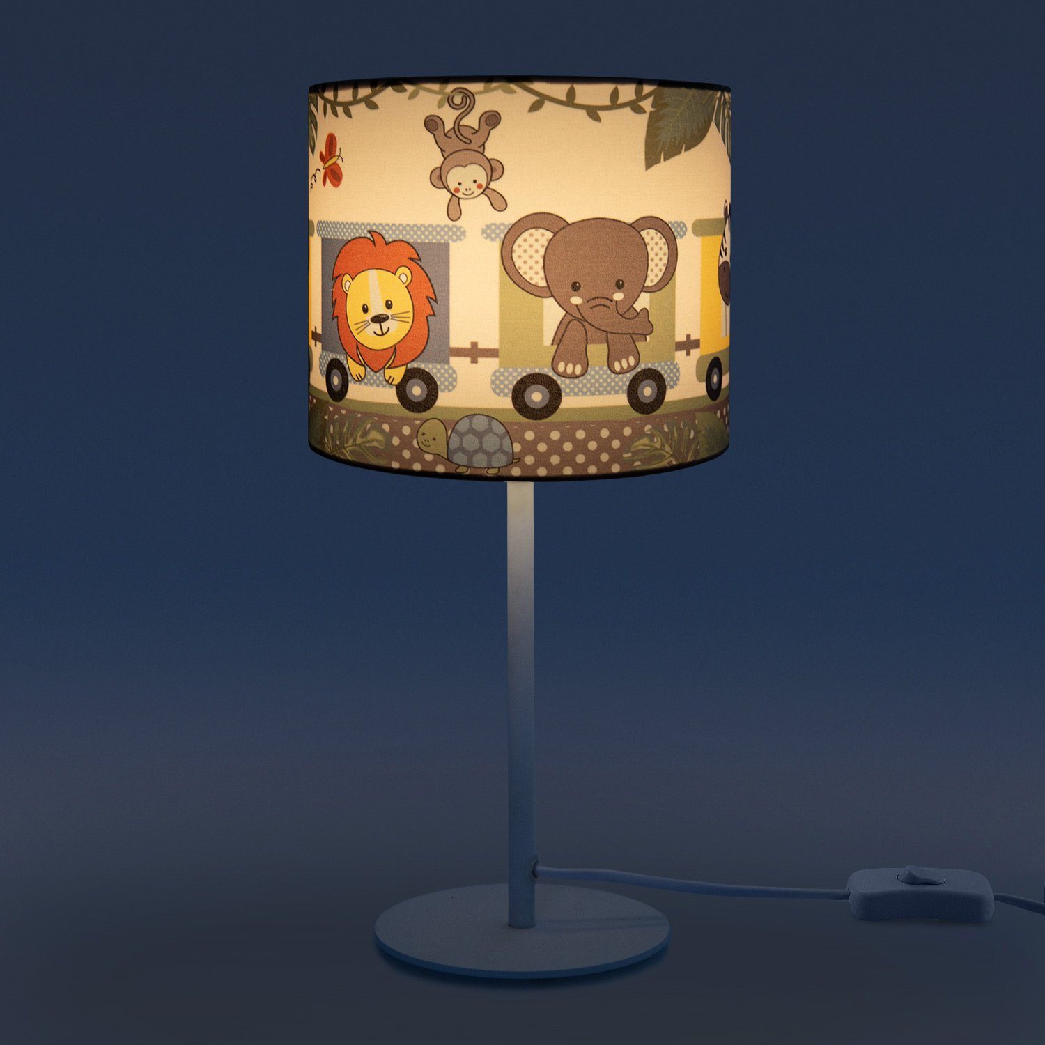 Paco Home Tafellamp Diamond 635 Kinderlamp LED kinderkamer lamp trek met dieren, tafellamp E14
