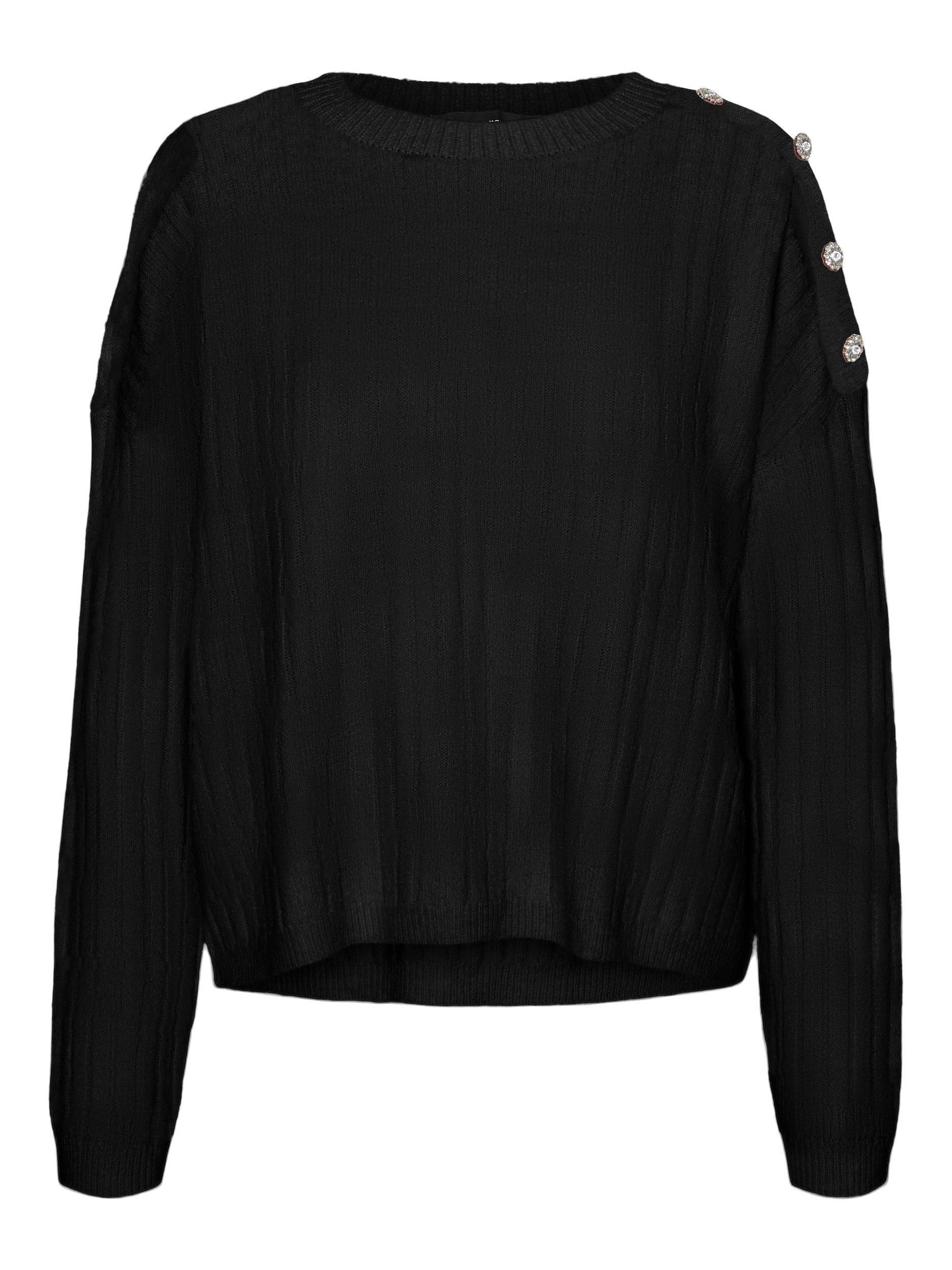 Vero Moda Trui met ronde hals VMELYA LS O-NECK BUTTON PULLOVER GA BOO