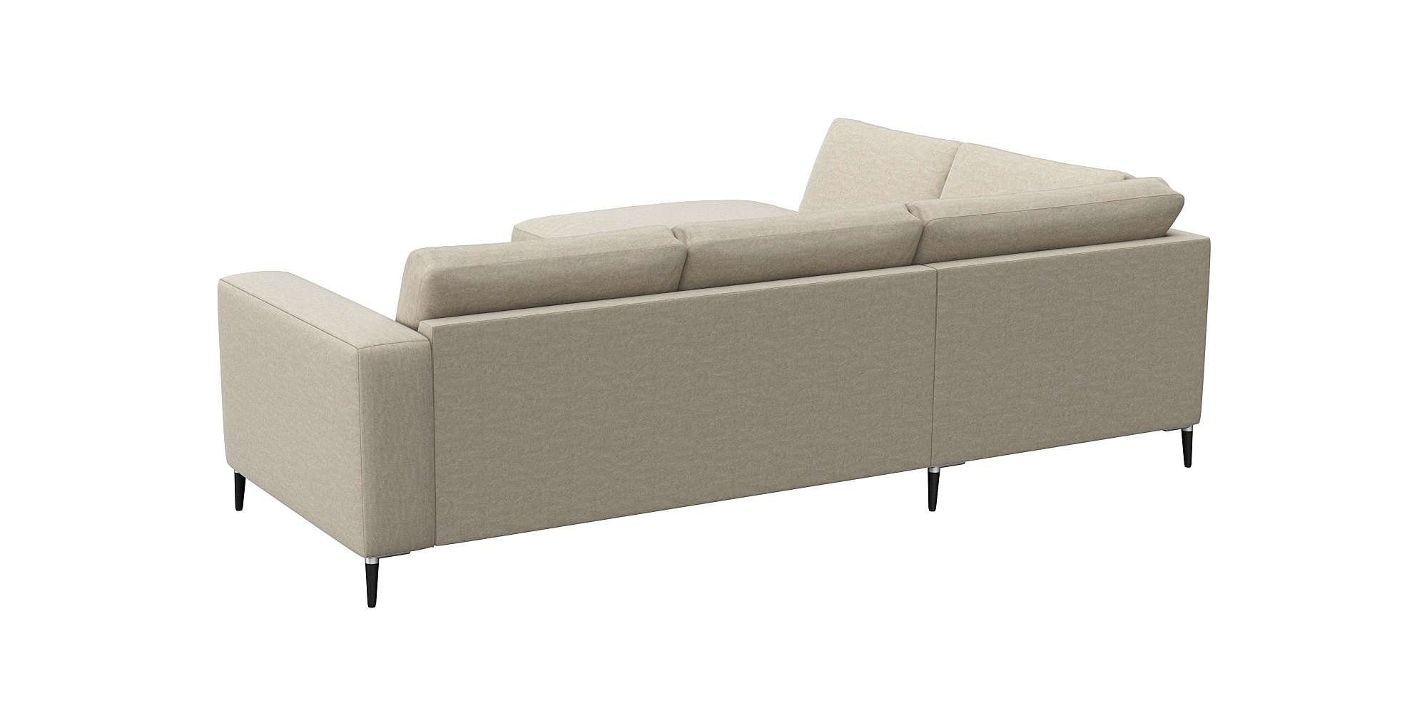 FLEXLUX Hoekbank Fiore, L-vorm brede armleuningen, aluminium/zwarte poten, bxd 241x225 cm, koudschuim in de zitting