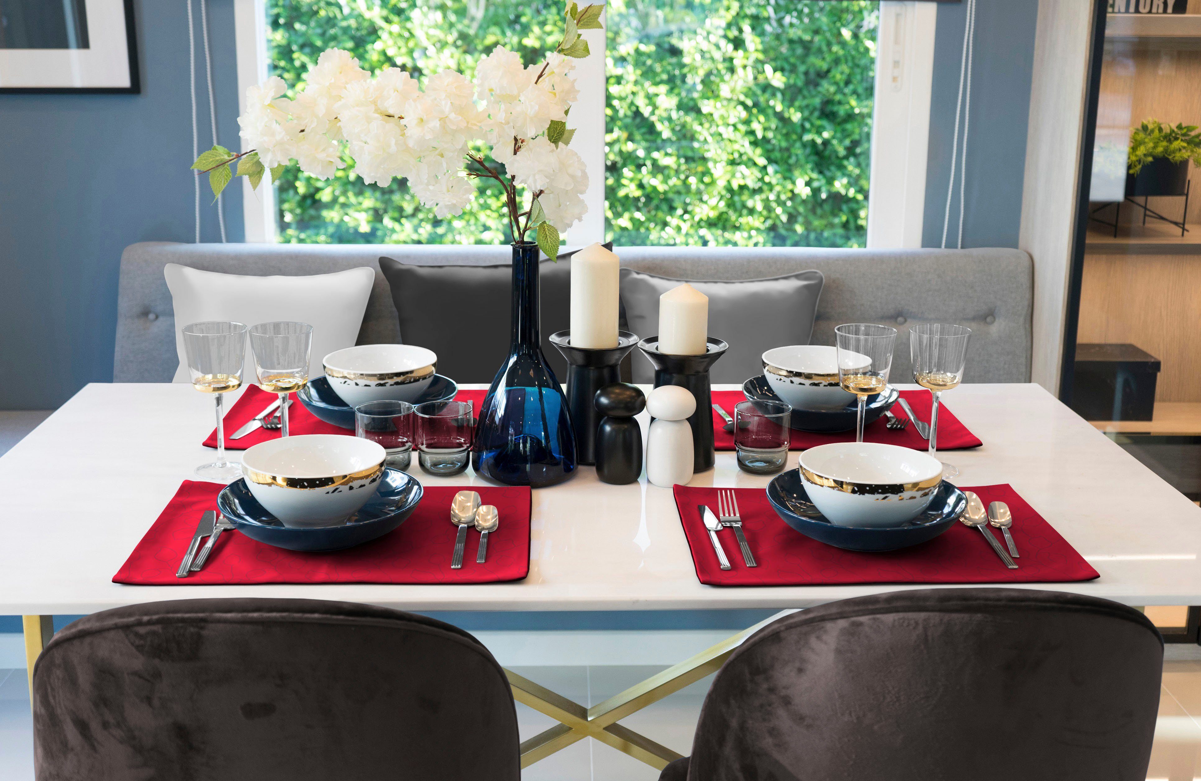 Wirth Set placemats Westport Made in Germany, Jacquard decoratiestof, bladontwerp, onderhoudsvriendelijk (2 stuks)