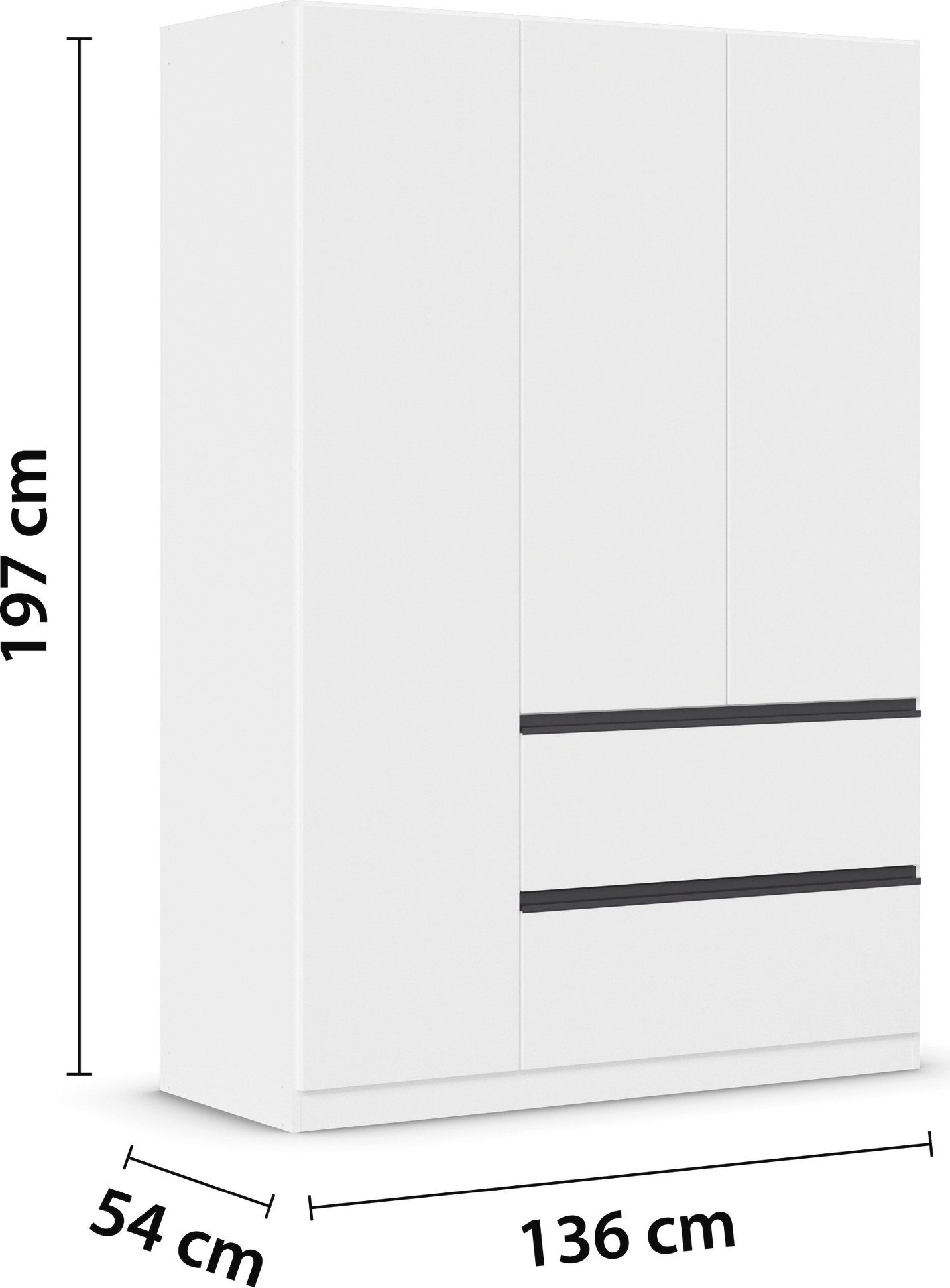 rauch Draaideurkast Kledingkast Kast Garderobe Wasmand COSTA in 3 Breedtes veel ruimte, greeploze front en push-to-open functie made in germany