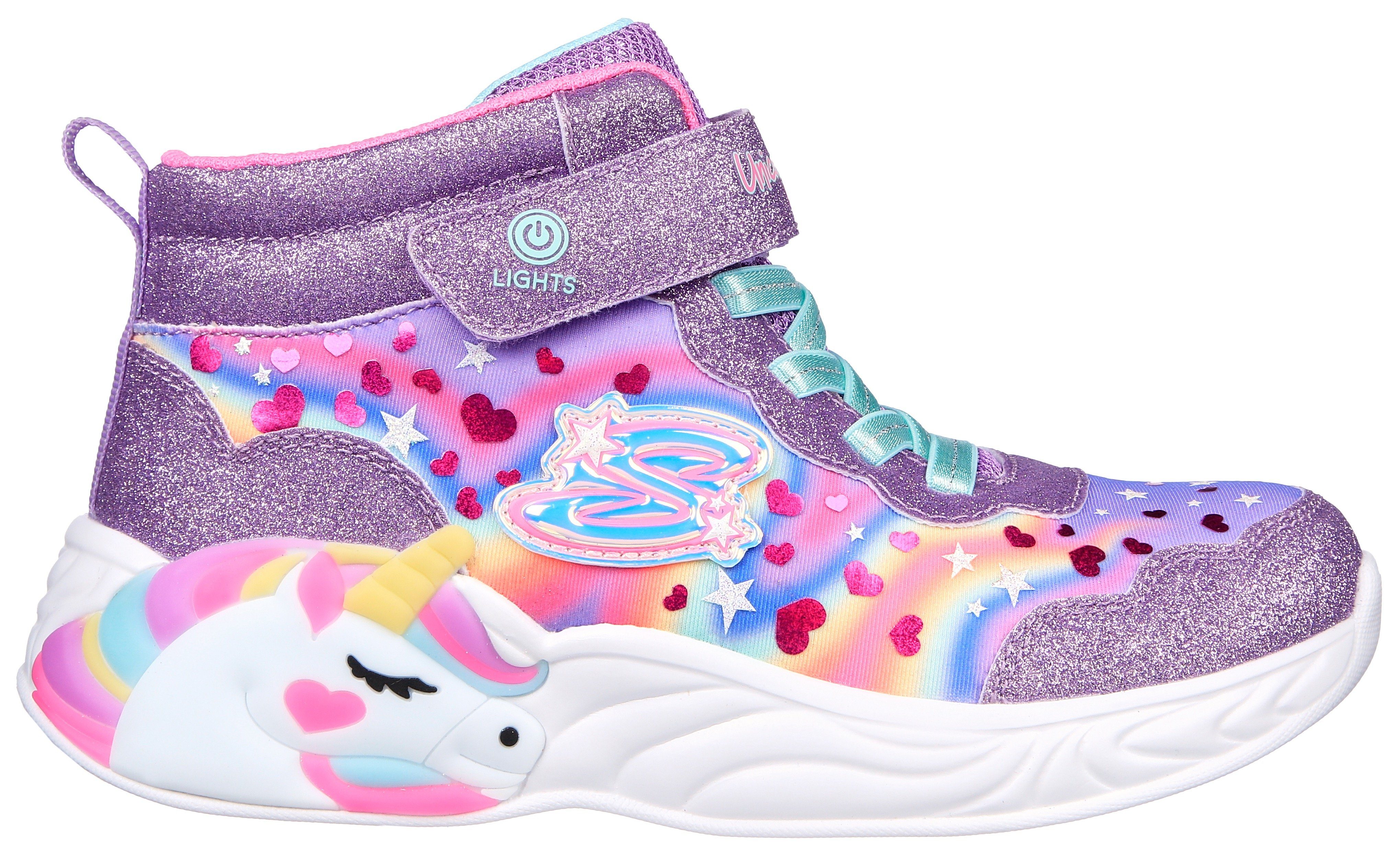 Skechers Sneakers UNICORN DREAMS met knipperfunctie om in en uit te schakelen, vrijetijdsschoen, lage schoen