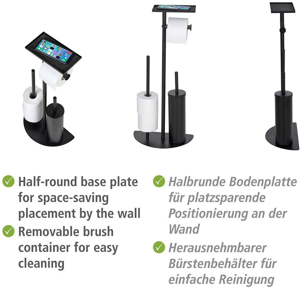 WENKO Toiletset Model Cosenza Neo ruimtebesparende 4-in-1 standaardset met plank, gelakt staal