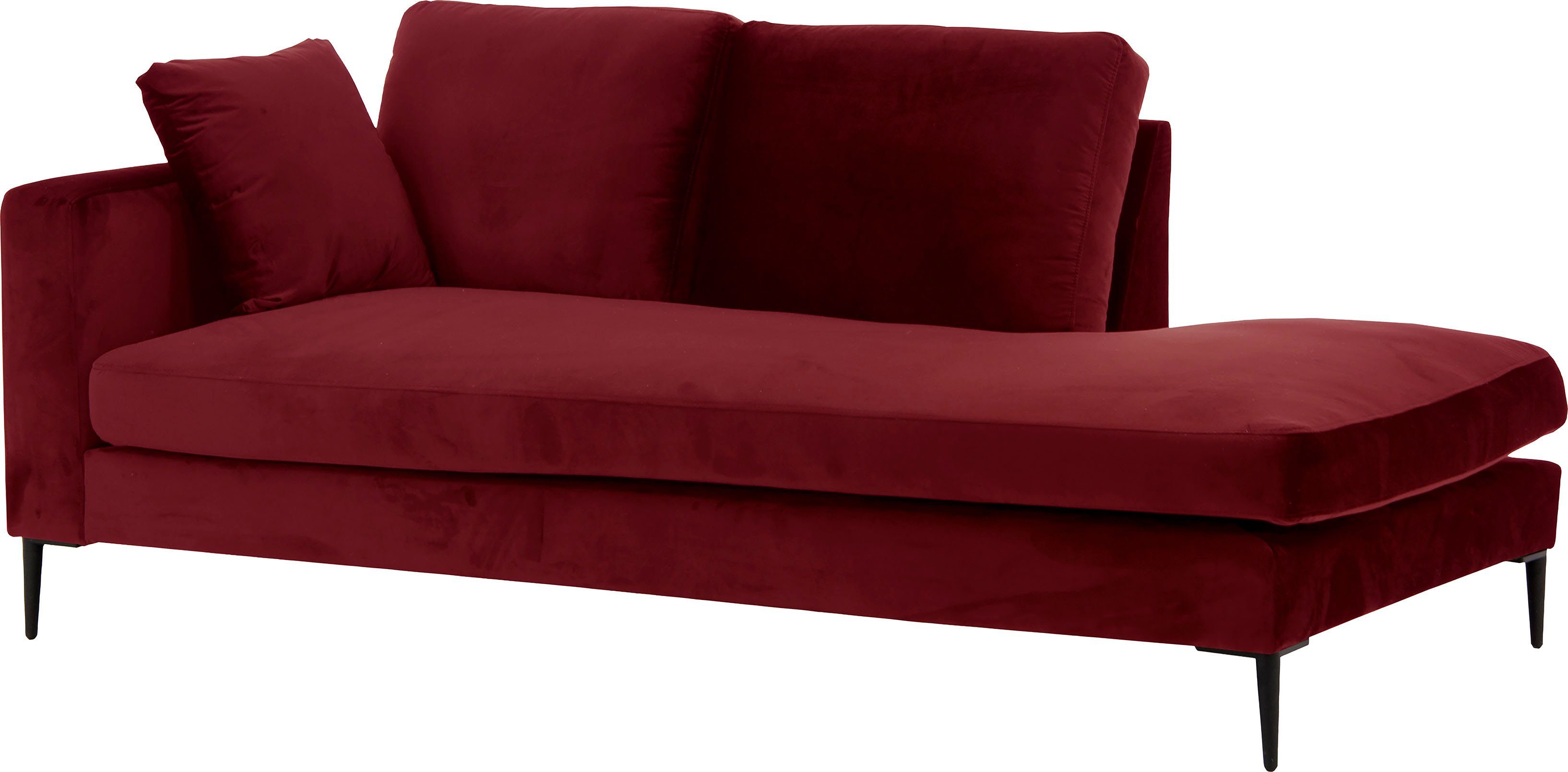 Leonique Récamier Cozy chaise longue, afmetingen B/D/H: 195/97/80 cm met los kussen en metalen poten, armleuning naar keuze links of rechts